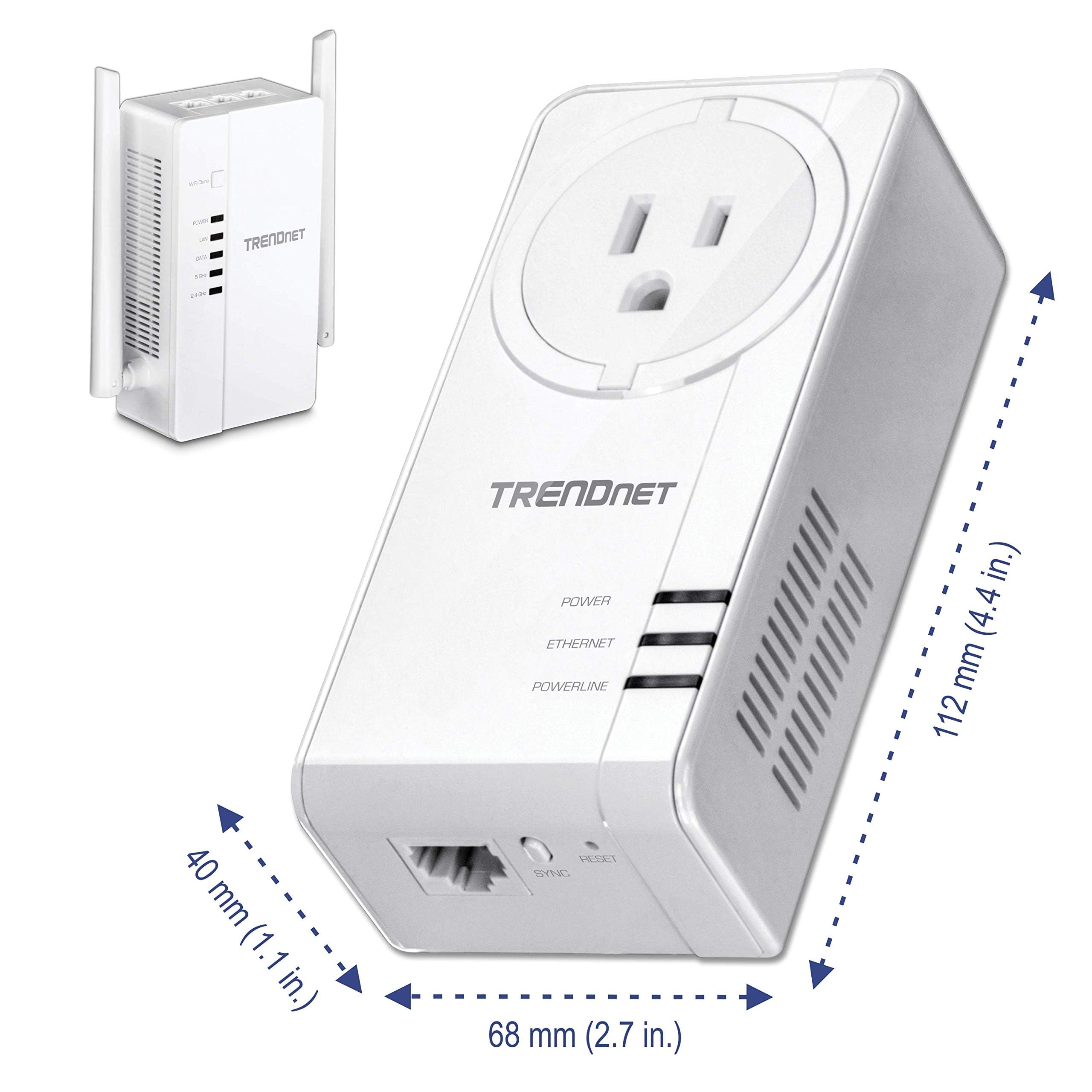 Trendnet Wi Fi Everywhere Powerline 1200 Av2 Dual Band Ac1200 Wireless Access Point Kit, Tpl 430Apk, Includes 1 X Tpl 430Ap And