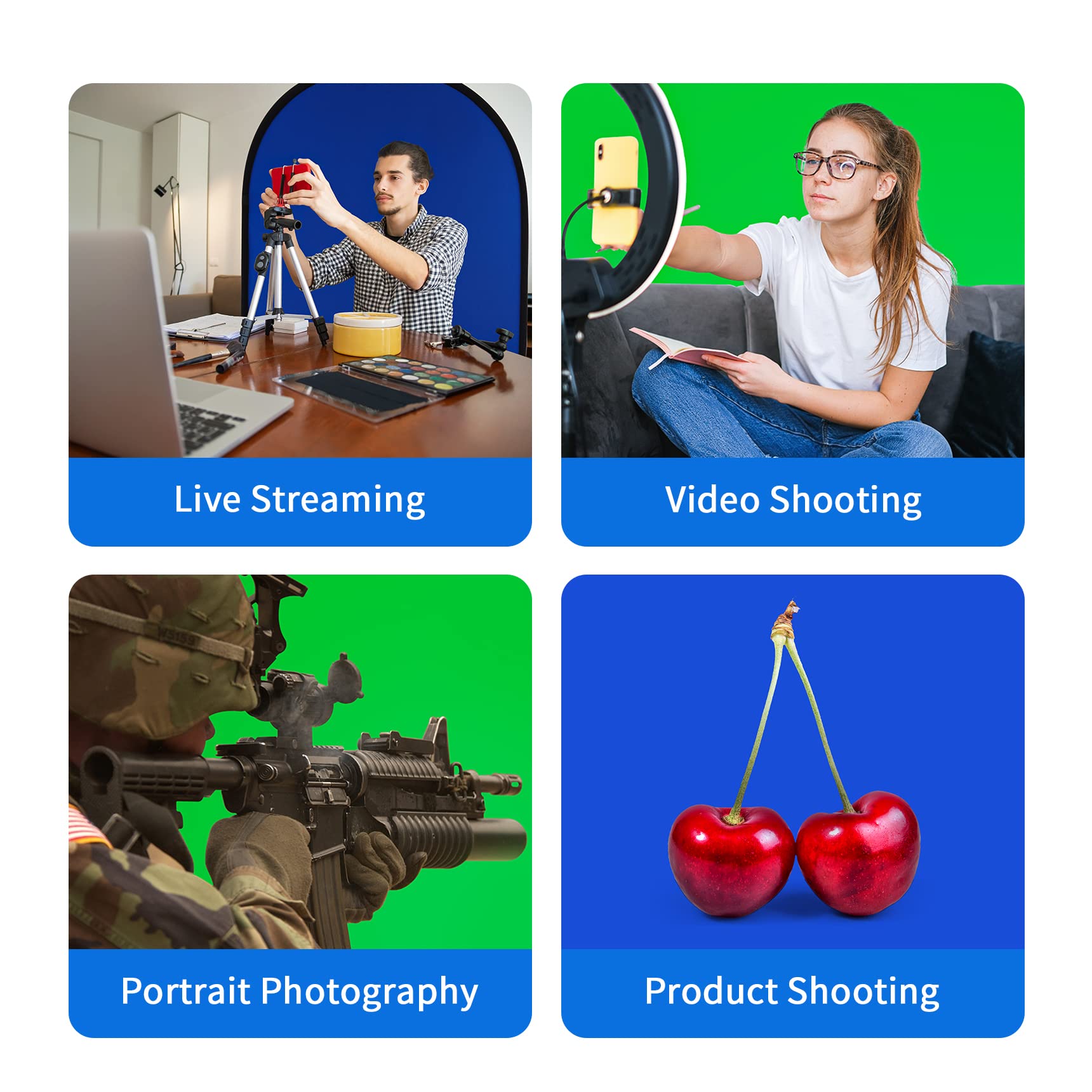 Selens 59X39.3 Inches Green Screen Backdrop For Photography, 2 In 1 Collapsible Backdrop With Carry Bag For Youtube Videos Photo