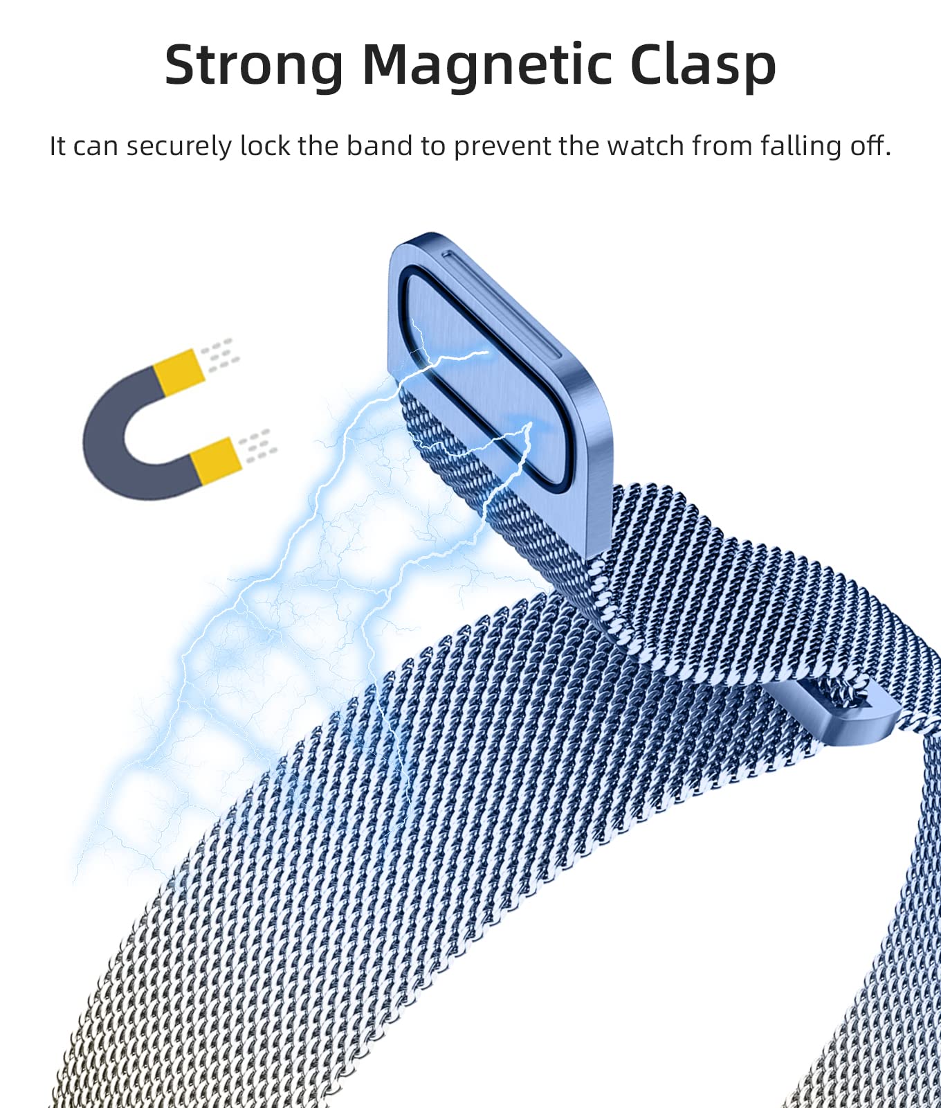 Metal Bands Compatible With Apple Watch Band 44Mm 45Mm 46Mm 42Mm 49Mm 38Mm 40Mm 41Mm Women Men, Stainless Steel Mesh Loop Magnet