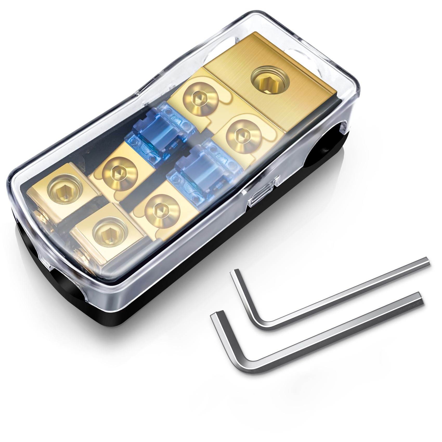 Bulvack 2 Way Mini Anl Fuse Holder, Copper 0/2/4 Gauge To 4/6/8 Gauge 60 Amp Fuse Distribution Block For Car Truck Boat Audio St