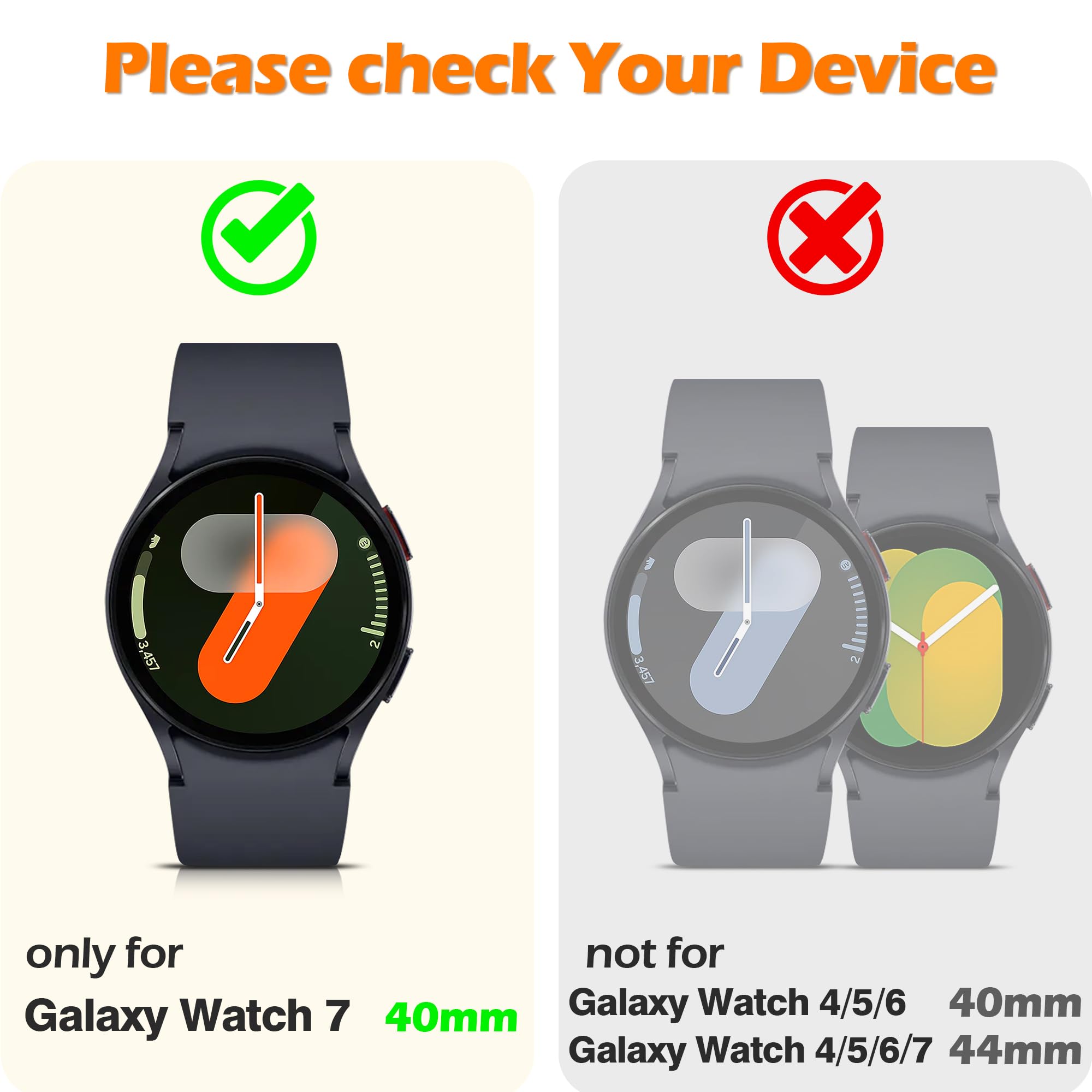 Misxi 2 Pack Hard Pc Screen Protector Case For Samsung Galaxy Watch 7 40Mm, Anti Slip Ultra Thin Scratch Resistant Cover With Te