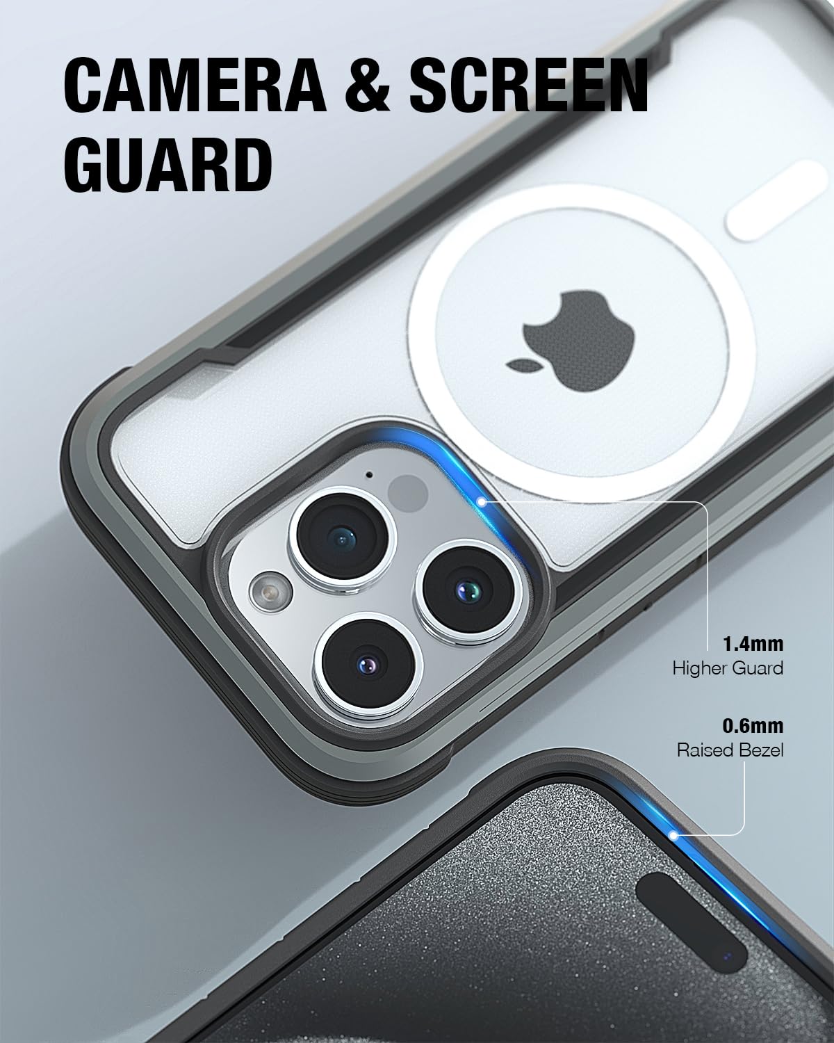 Raptic Shield Magnetic For Iphone 15 Pro Case, Compatible With Magsafe, Shockproof Protective Clear Case, Military Grade 10Ft Dr
