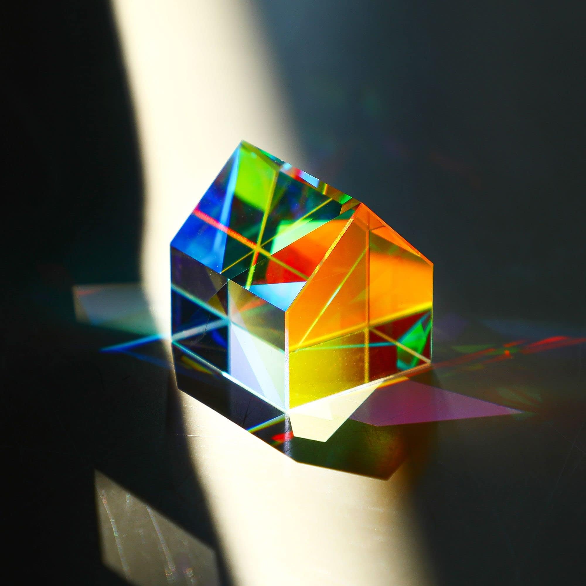 20Mm Generic Optical Rgb Dispersion Glass Prism X Cube Prism Creative Cabin Shape Square Color Prism Optical Glass Lens For Phys