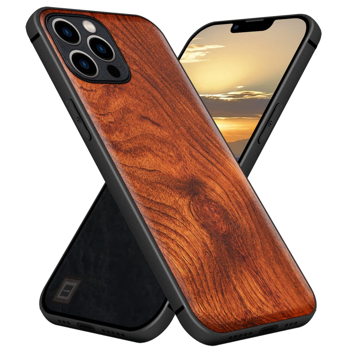Carveit Magnetic Wood Case For Iphone 12 Pro Case Magsafe [Hard Real Wood & Soft Tpu] Shockproof Hybrid Protective Cover Unique