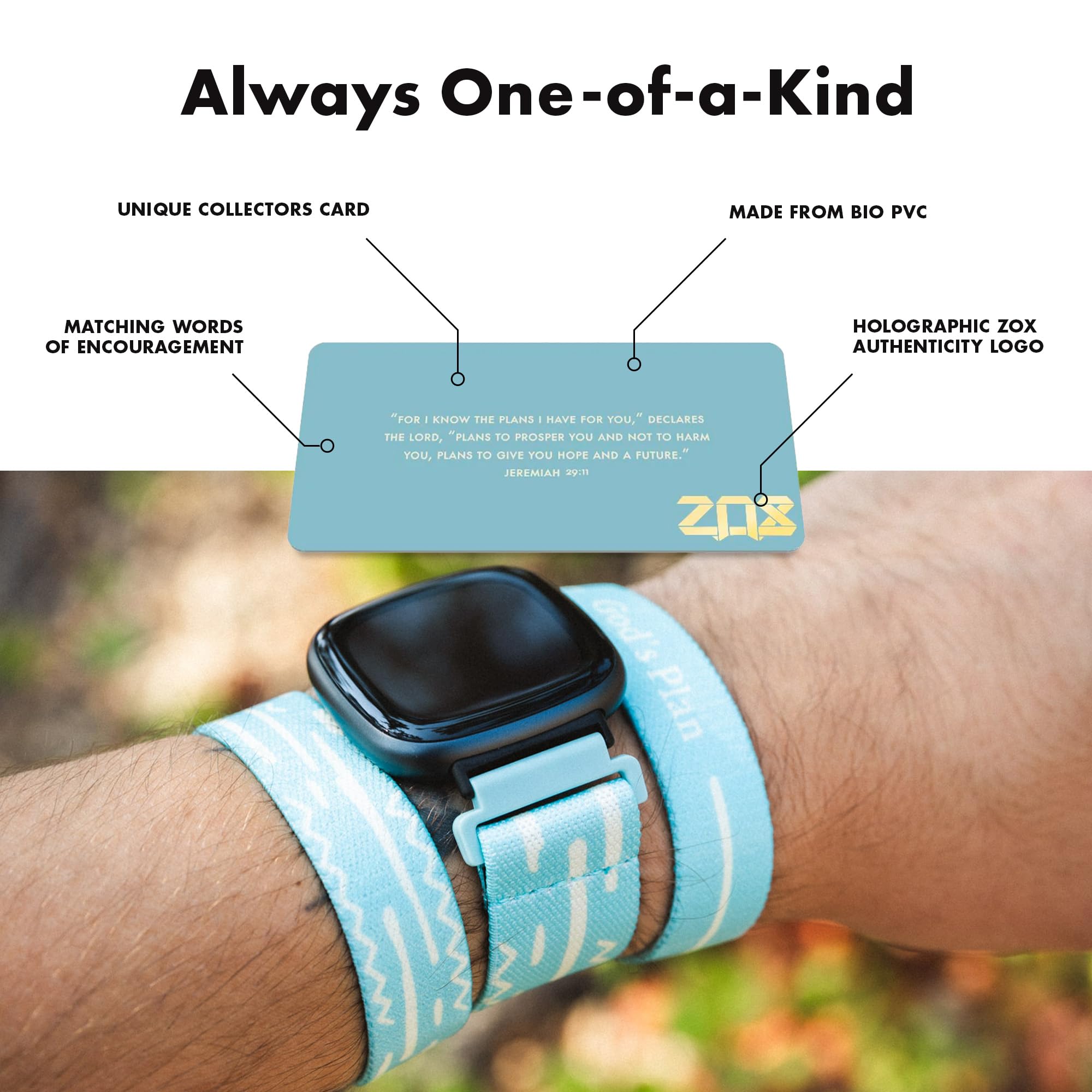 Zox Android Smart Watch Band - God 'S Plan | Soft, Adjustable Elastic Band With Motivational Affirmations And Beautiful Artwork