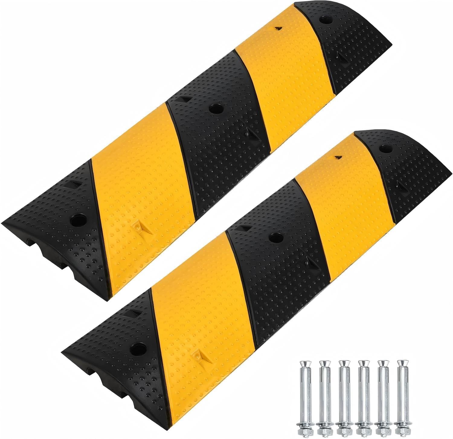 3.3Ft Recycled Rubber Speed Bump for Driveway, 2 Packs Heavy Duty Traffic Calming Hump with 25000 Lbs Capacity, 2 Channel Modula