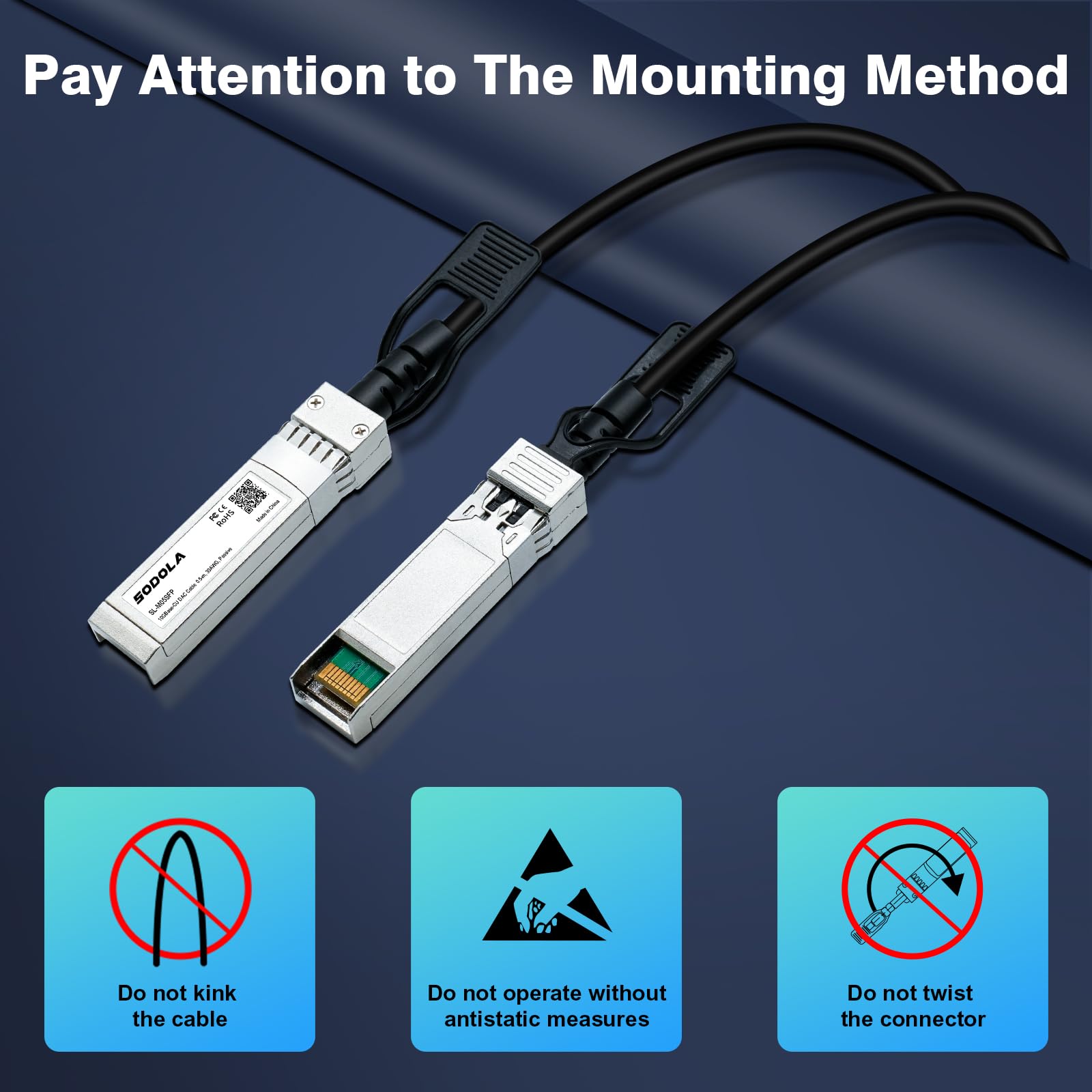 Sodola Sfp+ Dac Twinax Cable, 10G Direct Attach Copper(Dac) Passive Cable, 0.5M(1.6Ft),Compatible With Cisco,Mikrotik, Intel, Fo
