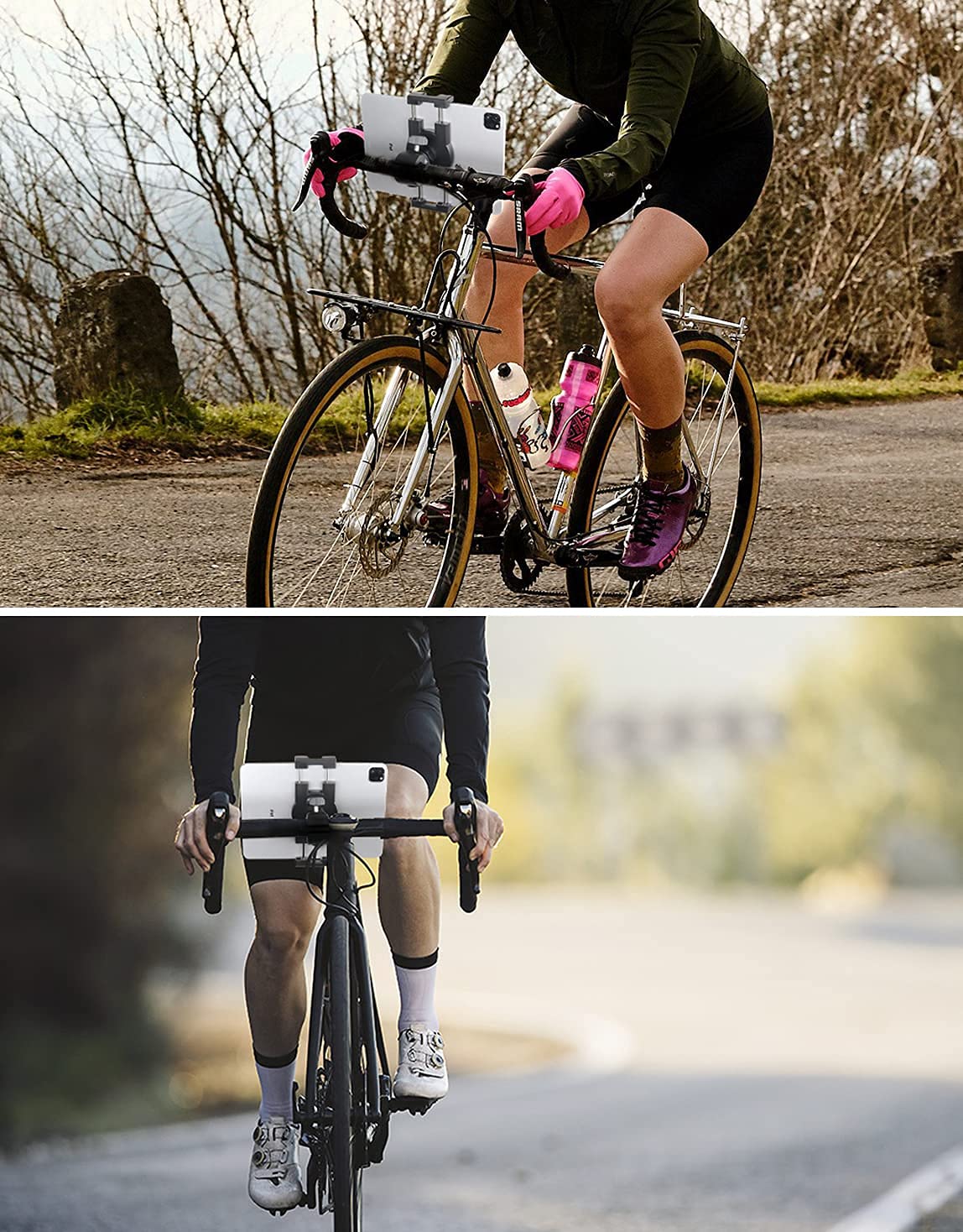 Woleyi Bike Tablet Mount, Motorcycle Bicycle Tablet Holder, Cycling Handlebar Tablet Clamp With 360 Rotation For Ipad Pro/Air/Mi