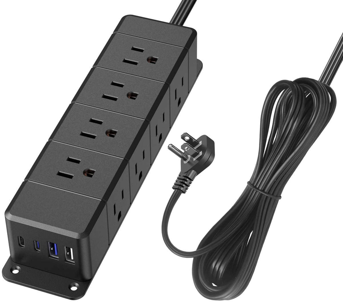 30W Usb C Power Strip Surge Protector,4 Side 12 Outlets Desk Power Strip With Ultra Thin Flat Plug,Pd Fast Charing,2 Usb C,2 Usb