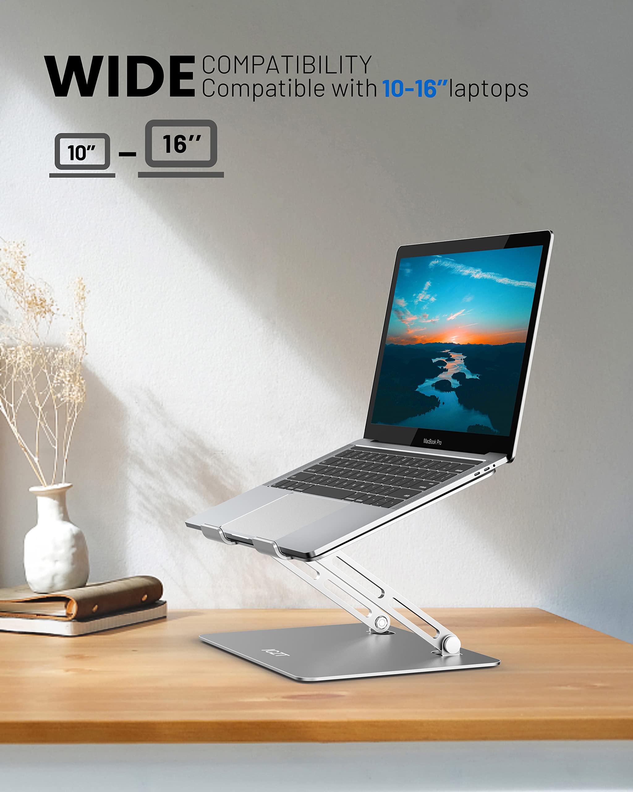 Jczt Adjustable Laptop Stand For Desk, Portable Laptop Riser, Aluminum Laptop Stand Foldable, Ergonomic Computer Notebook Stand