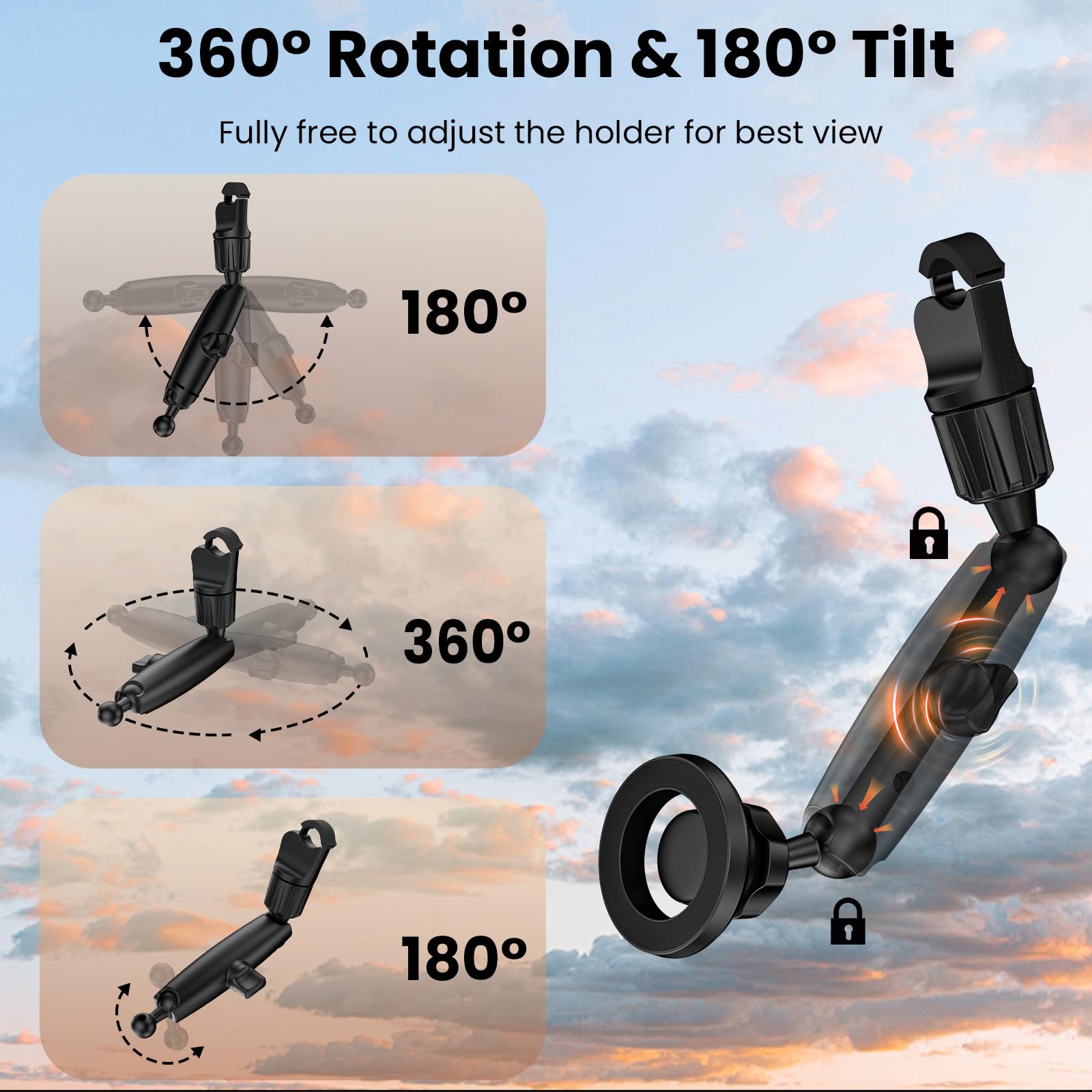 Jdhdl Magnetic Phone Holder For Car, Rear View Mirror Phone Holder, 360 Rotating Car Phone Mount, Compatible With Iphone 16/15/1