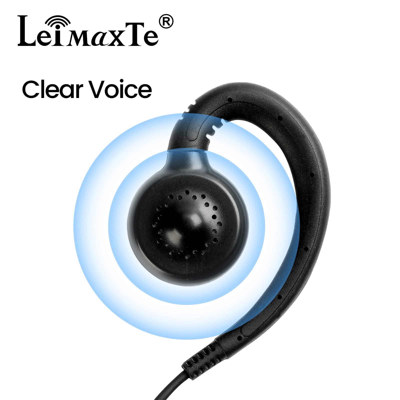 Leimaxte Walkie Talkie Headset Compatible With Baofeng, Kenwood Two Way Radio With Mic Ptt Surveillance Earpiece, C Ring