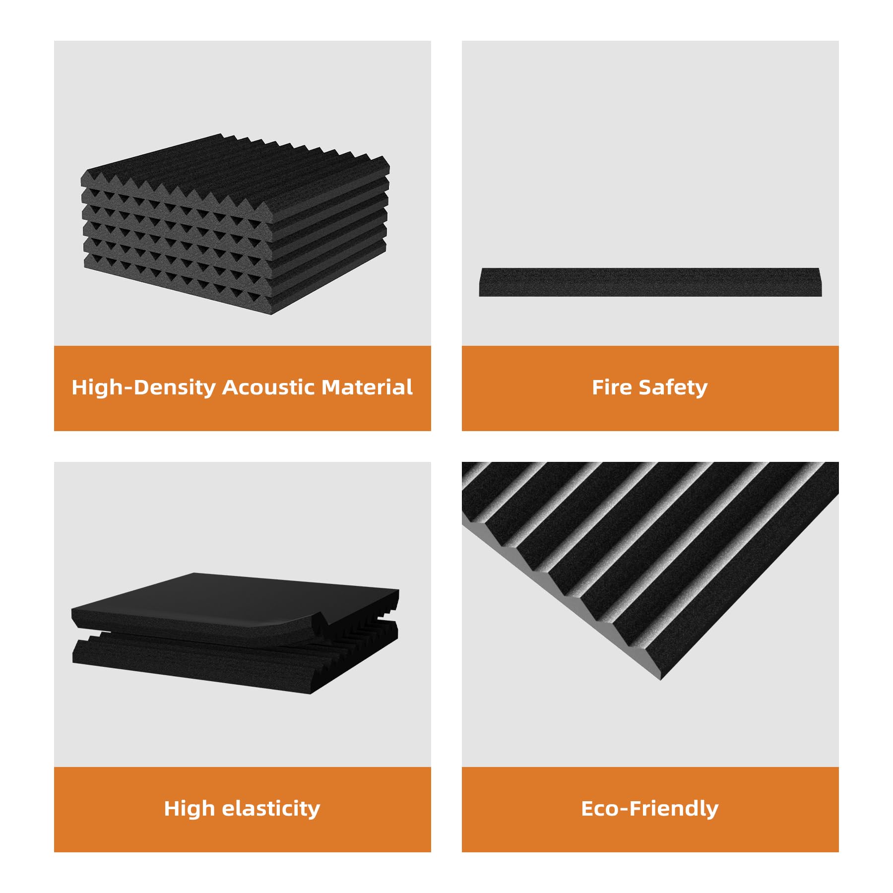 Temgcuam 48 Pack Sound Proof Foam Panels |Acoustic Panels Self Adhesive |1''      12''      12'' Quick Recovery Soundproof Wall