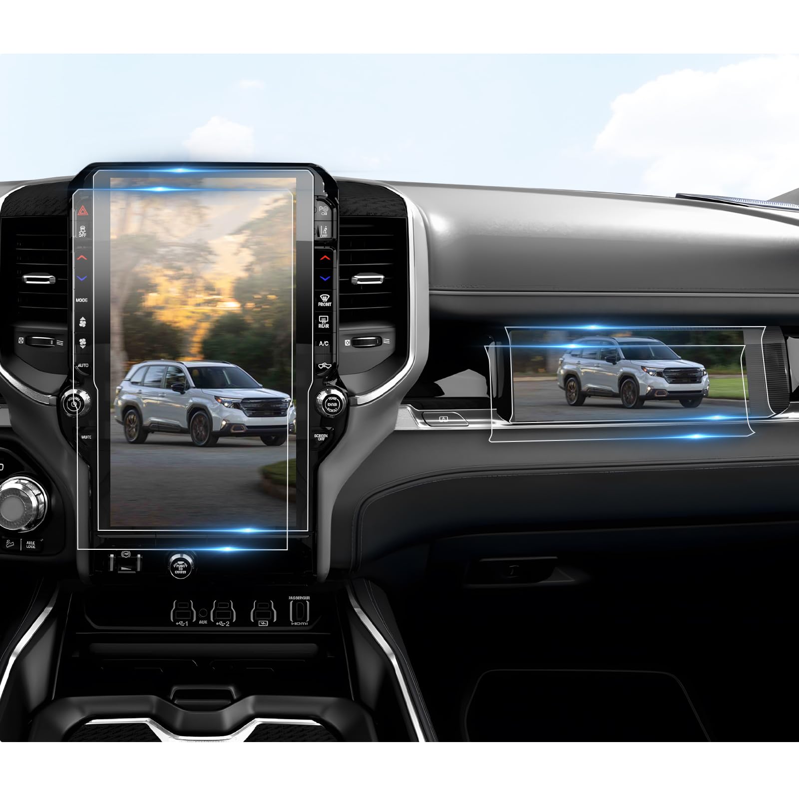 Bibibo 4Pcs 2025 Ram 1500 Screen Protector Compatible With 2025+ Dodge Ram 1500 (Laramie/Rebel/Limited/Limited Longhorn/Tungsten