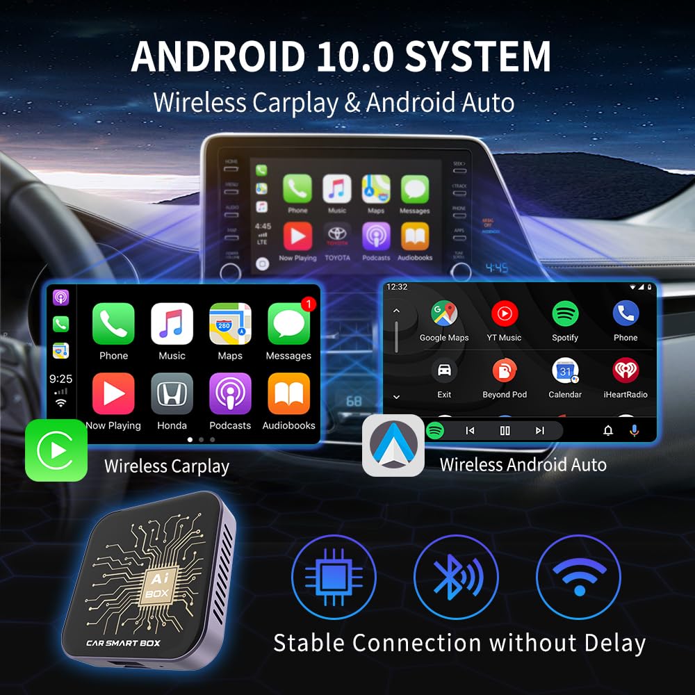 Wireless Carplay Adapter And Android Auto Ai Box Lite For Factory Wired Carplay Cars Android 10.0 Car Smart Box Support Netflix