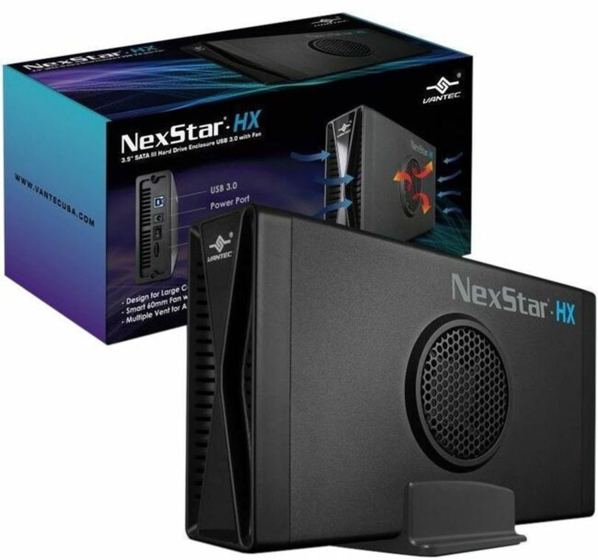 Vantec NexStar HX, 3.5 SATA III Hard Drive Enclosure USB 3.0 With Fan (NST-387S3-BK)