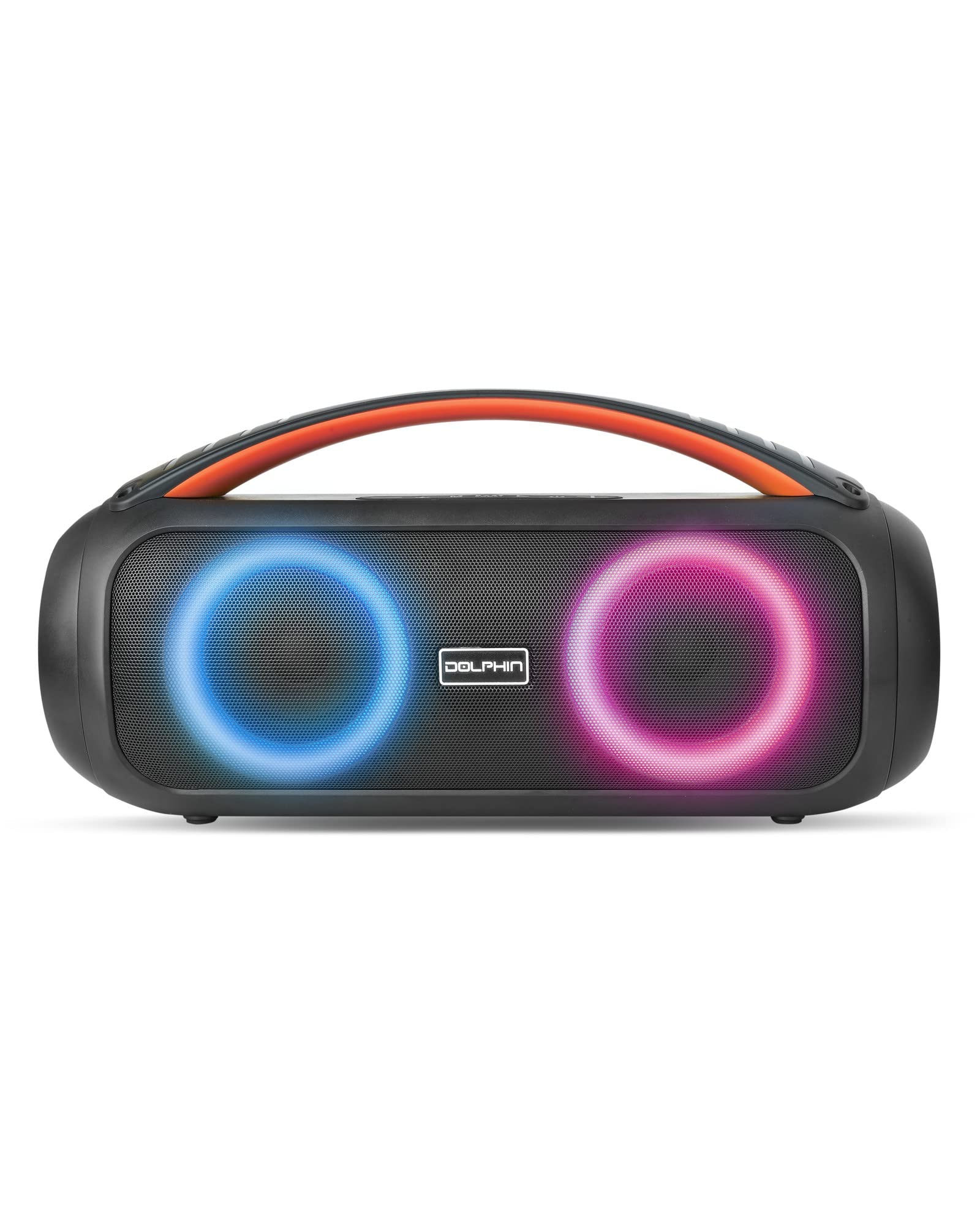 Dolphin Lx 220 Boombox Bluetooth Speaker | Loud & Crisp Sound   Ipx5 Waterproof With Long Lasting Battery & Party Ring Lights For Gym, Outdoors, Shower, Beach, Pool, Portable, Rechargeable