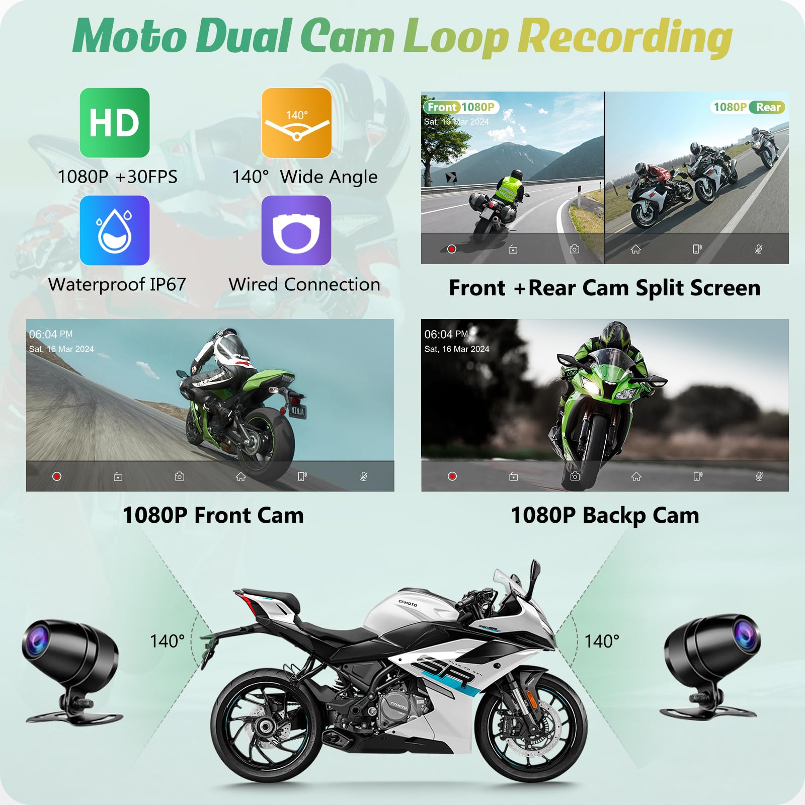 Carpuride W603D Motorcycle Gps Carplay Screen, Wireless Carplay & Android Auto For Moto, With Hd 1080P Dual Cameras, Remote Control,6.3' Waterproof Touchscreen, Bt Aduio, Loop Recording, Navigation