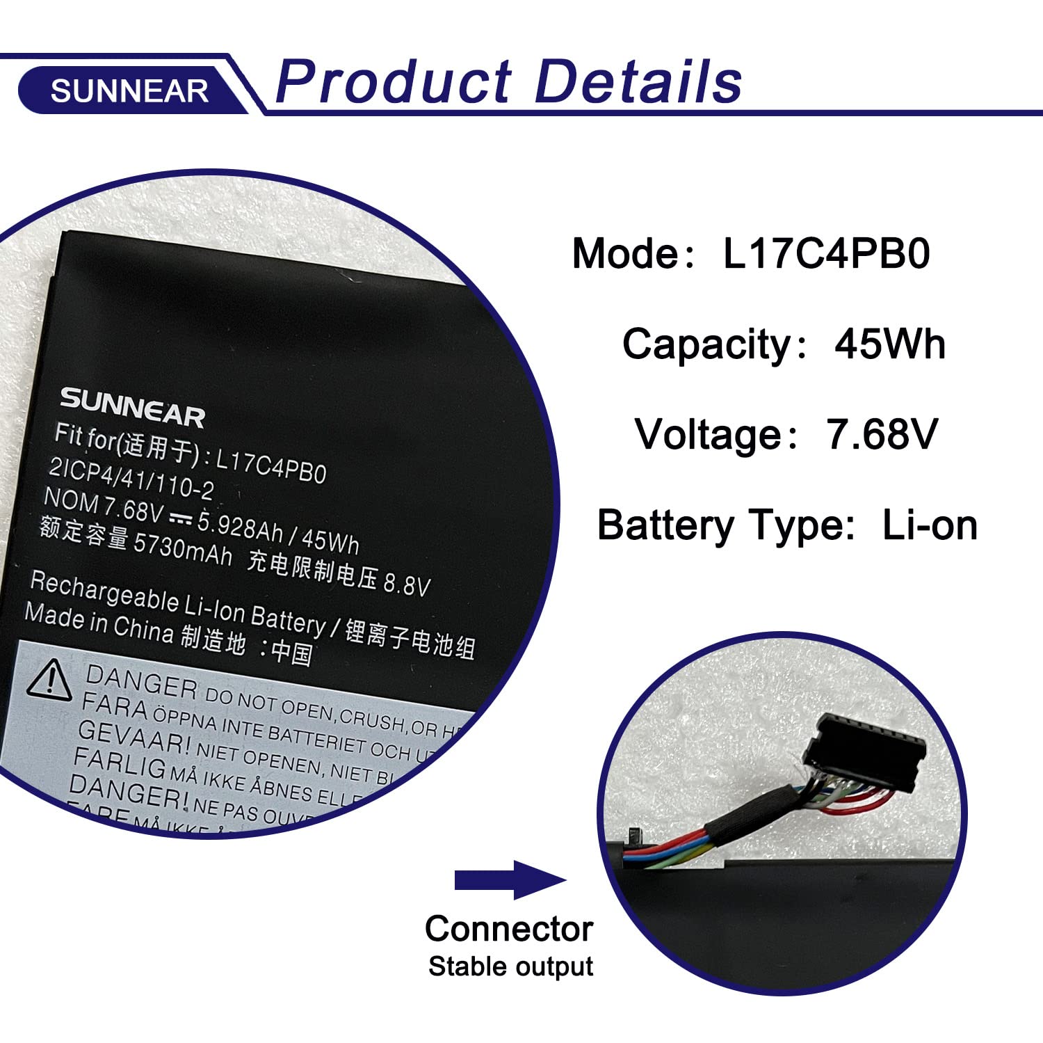 Sunnear L17C4Pb0 Battery For Lenovo Flex 6 14Ikb 6 14Arr Ideapad 530S 14Arr 530S 14Ikb 530S 15Ikb Yoga 530 14Arr 530 14Ikb Xiaox