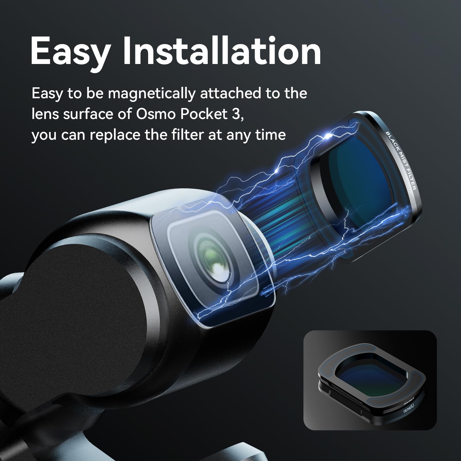 ULANZI PK-01 Magnetic Black Mist Filter for DJI Osmo Pocket 3 HD Optical Glass Aluminum