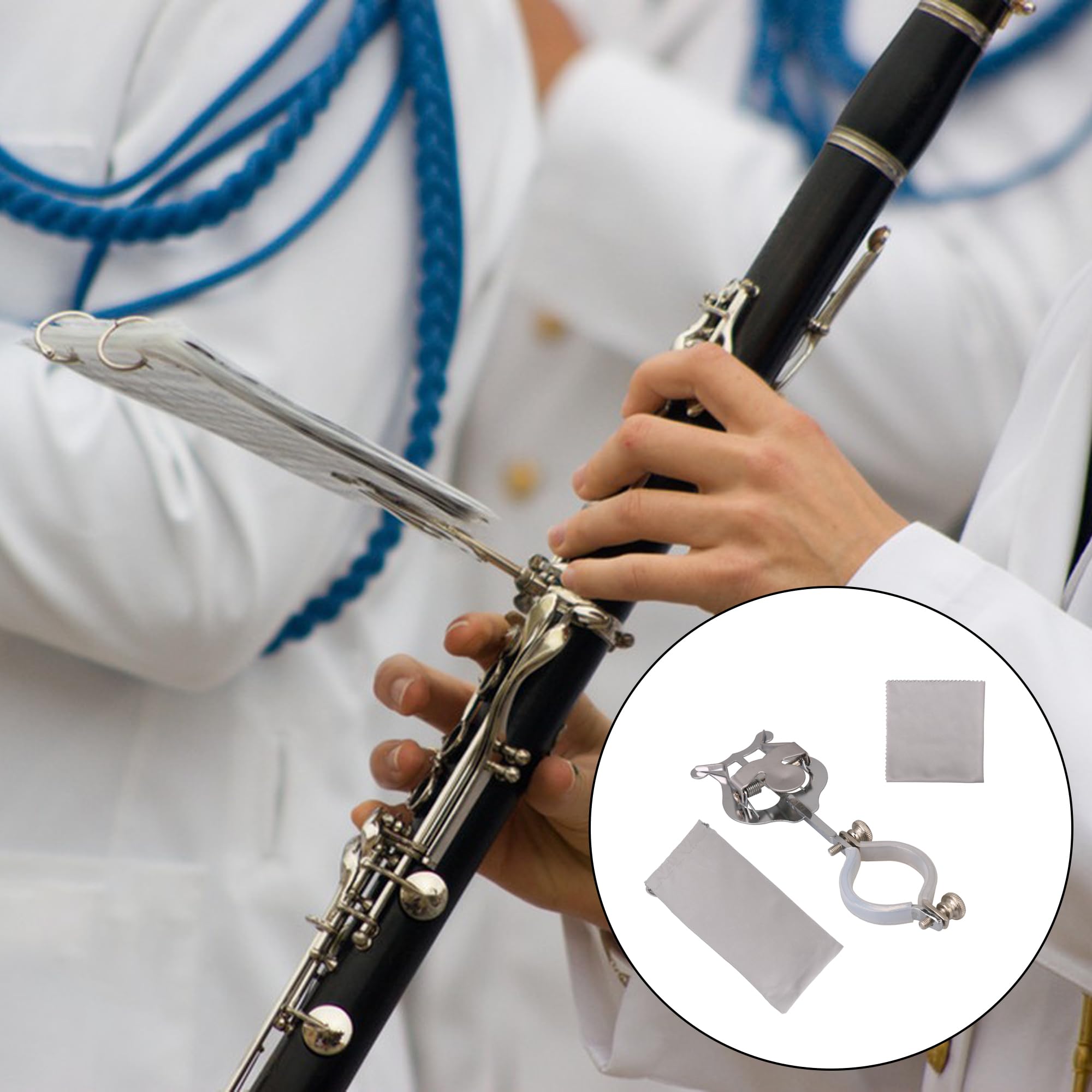 Yibuy 6.02Inch Clarinet Sheet Music Clip Clarinet Lyre Music Clip Music Book Clip Clarinet Music Holder Music Book Clip For Prac