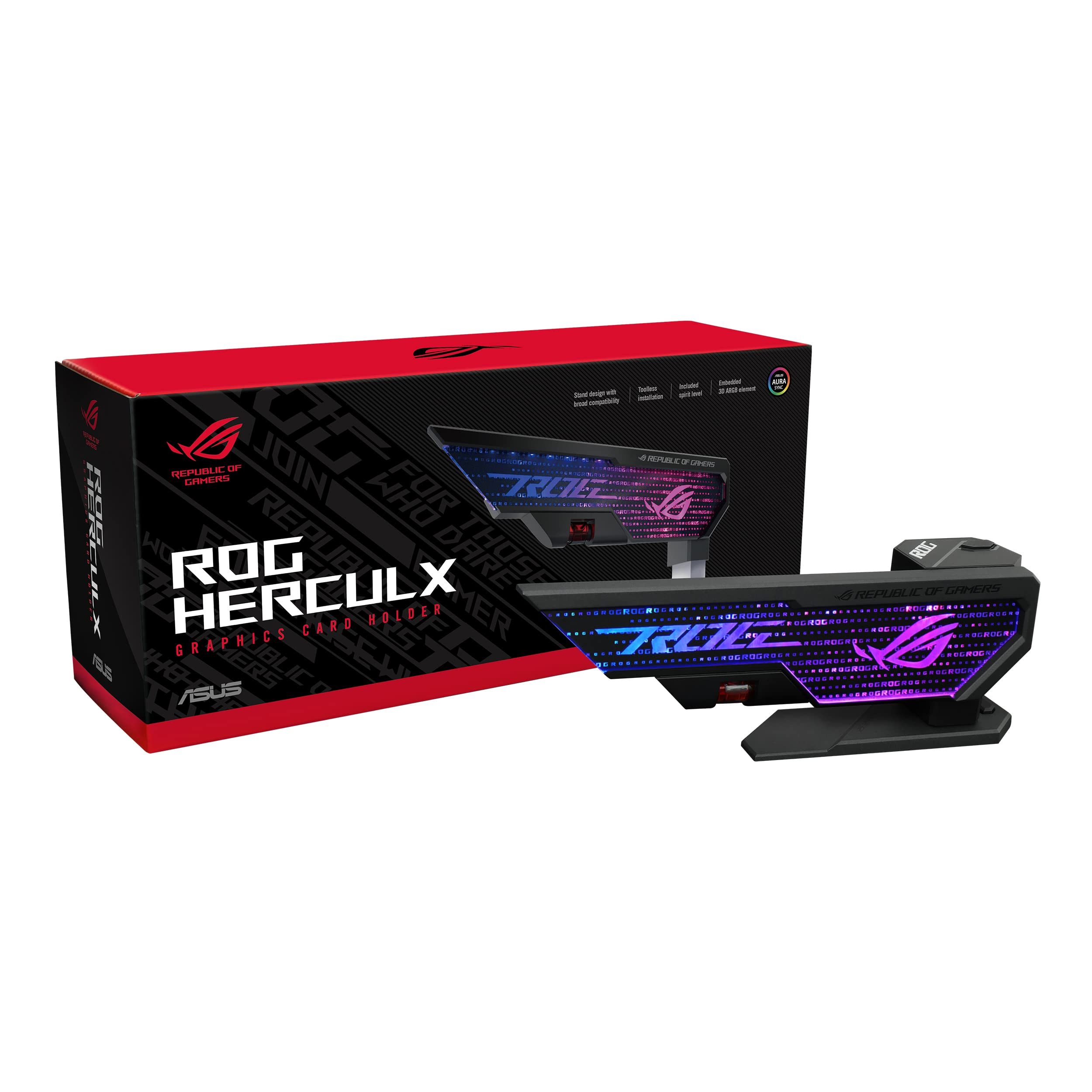 ASUS ROG Herculx Graphics Card AntiSag Holder Bracket (Solid Zinc Alloy Construction, Easy Toolless Installation, Included Spir