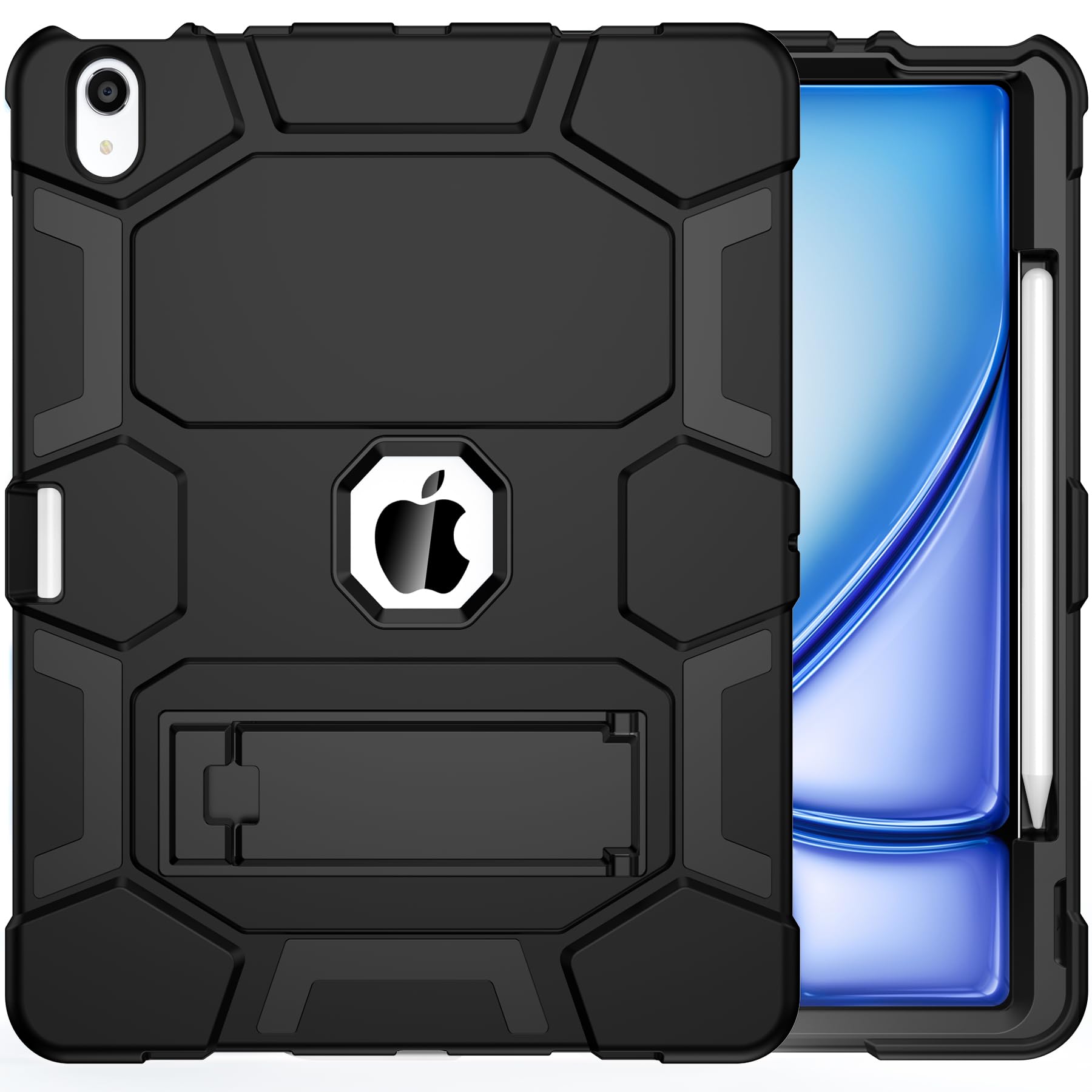 Ccmao Case For New Ipad Air 13 Inch Case M2 2024, Ipad Air 13 Inch Case With Kickstand And Pencil Holder, Stylish Hybrid Three L