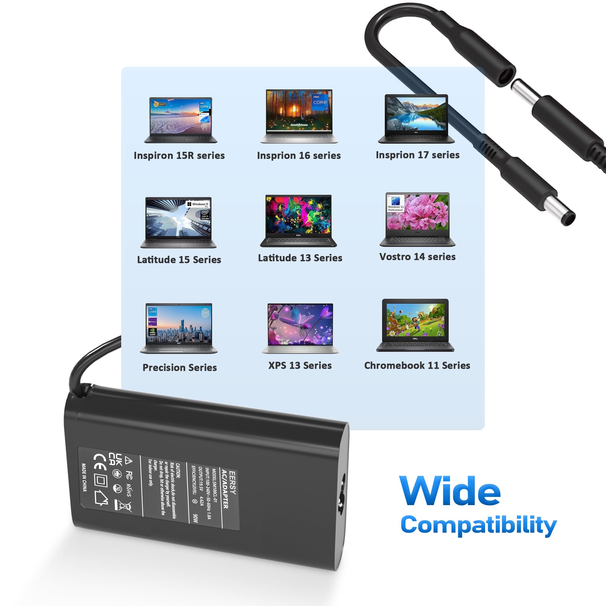 90W 65W Slim Laptop Charger Fit For Dell Latitude 3390 3540 5400 5480 5490 5540 5590 7280 7480 7490 E6430 E5530 E3570 E7440 D630