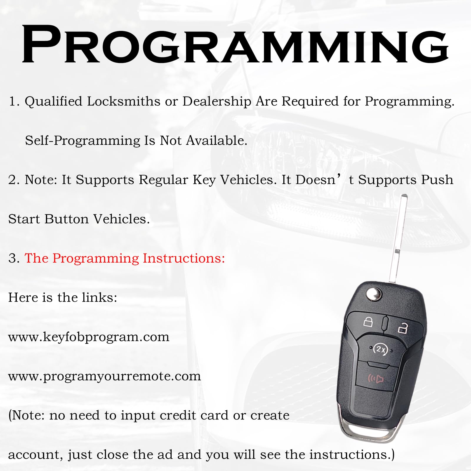 Supaland Remote Start Control Flip Key Fob Replacement Fits For Ford F-150/F150 2015-2024 F250 F350 2017-2022 Ranger 2019-2022 B