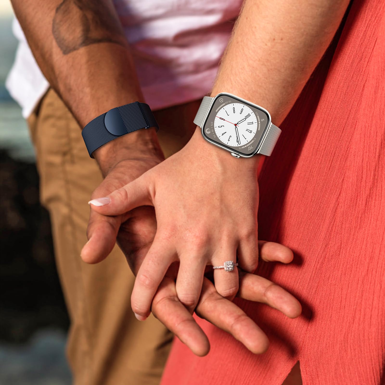 Zalaver Metal Band Compatible With Apple Watch Bands 38Mm 40Mm 41Mm 42Mm 46Mm 44Mm 45Mm 49Mm Women Men,Adjustable Magnetic Stain