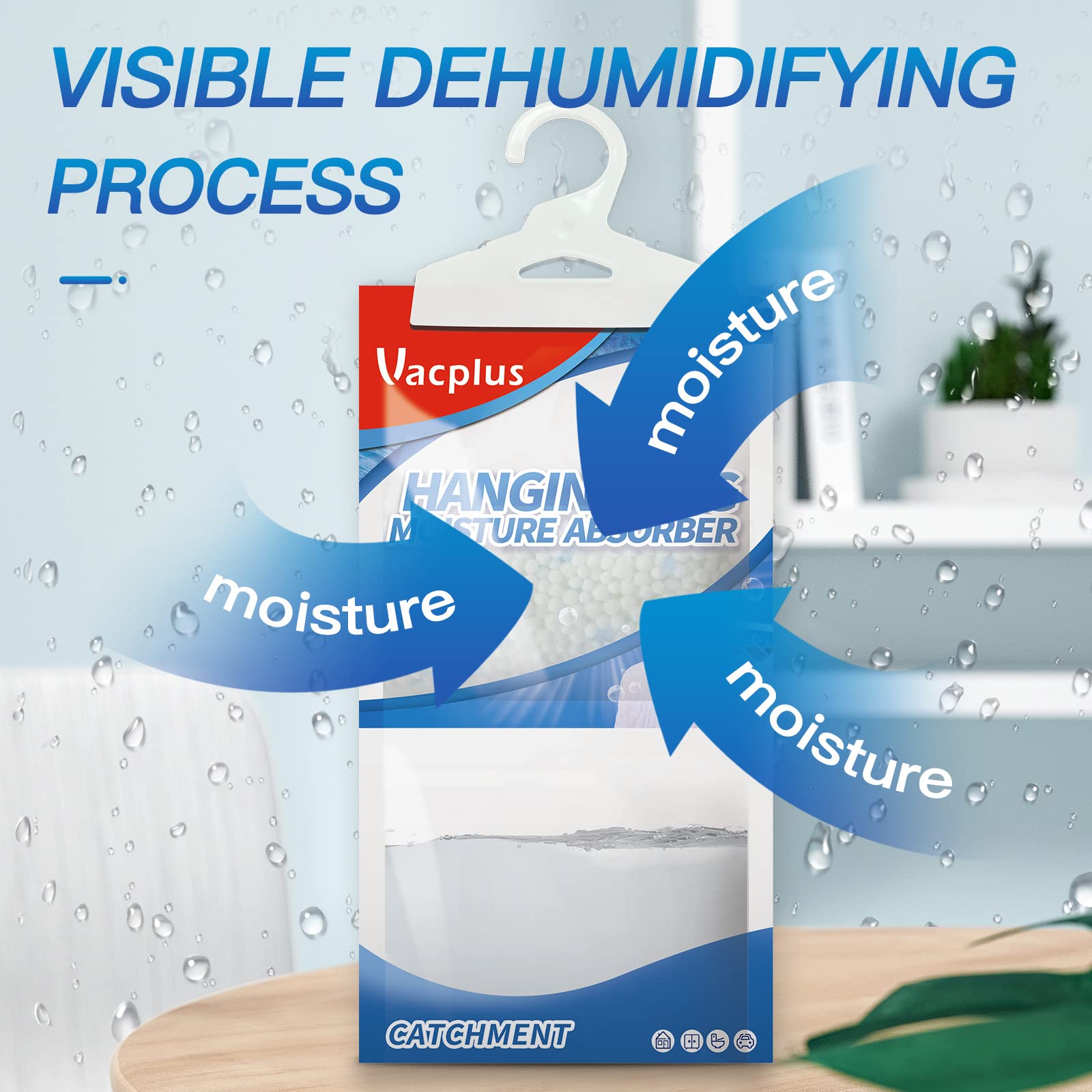 Vacplus Moisture Absorbers, Hanging Bag And Humidity Packs For Effectively Absorbing Excess Moisture, Closet Dehumidifiers & Odo