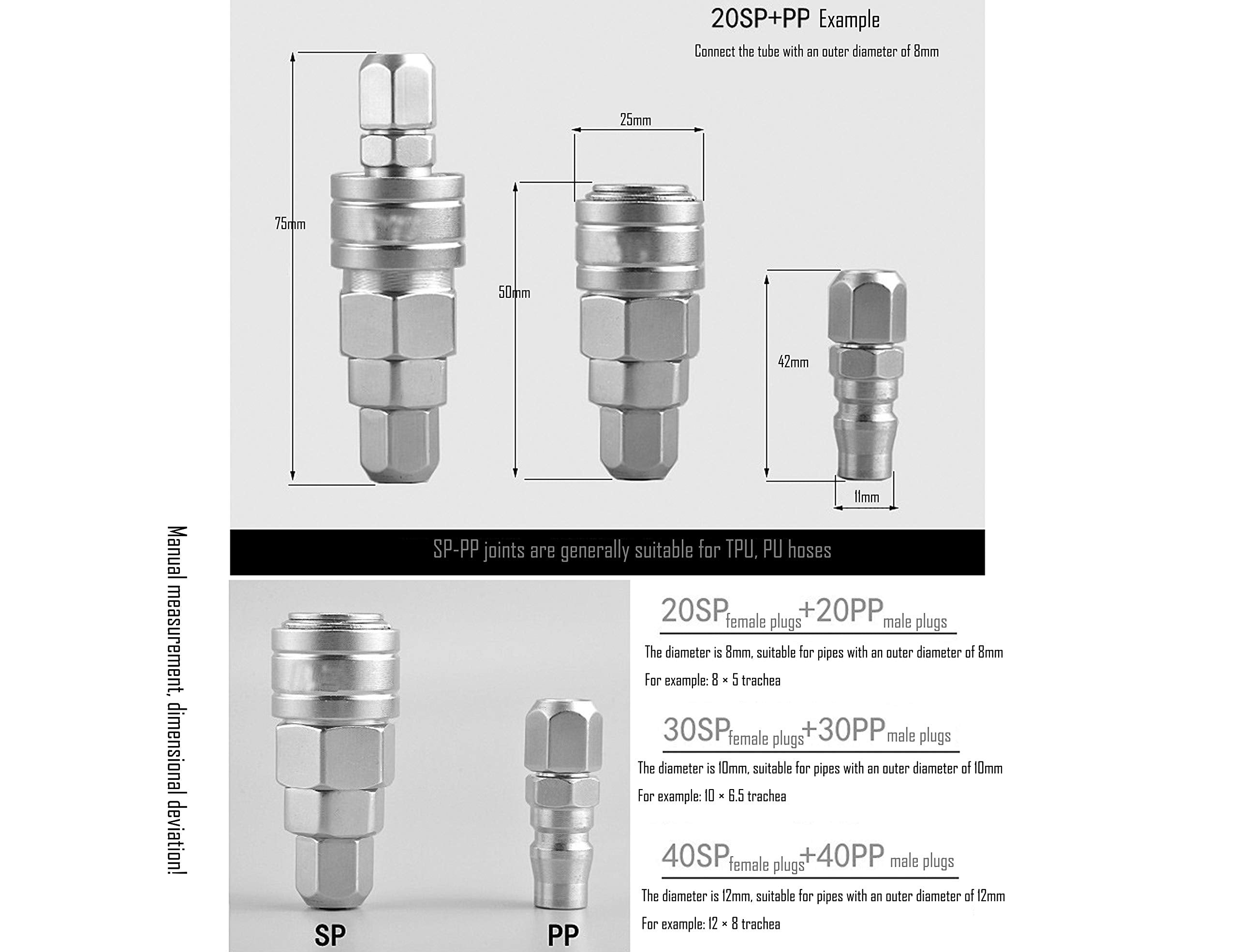 Lby Air Coupler And Plug Kit, Industrial Type C Air Hose Fittings, Compressor Pneumatic Connector, Sp20/30/40 + Pp20/30/40 Quick