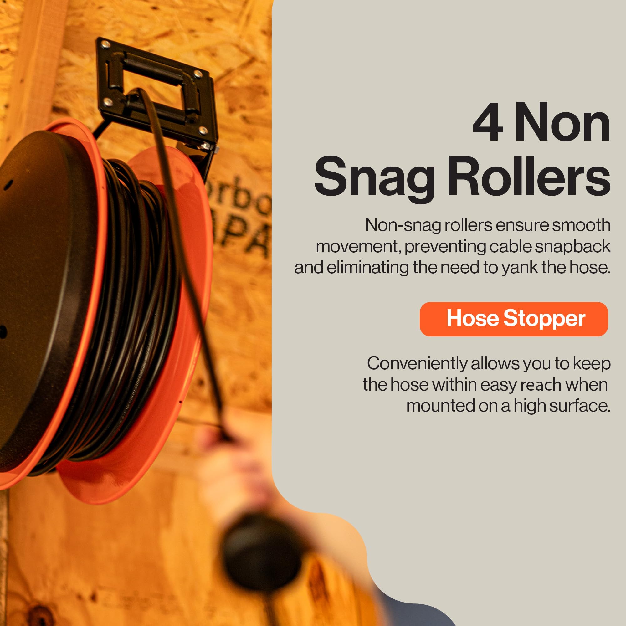 Superhandy Extension Cord Reel Retractable 12Awg X 80' Foot 3C Sjtow Cable Triple Tap Connector Power Rating 125 Volt Ac 15 Amp