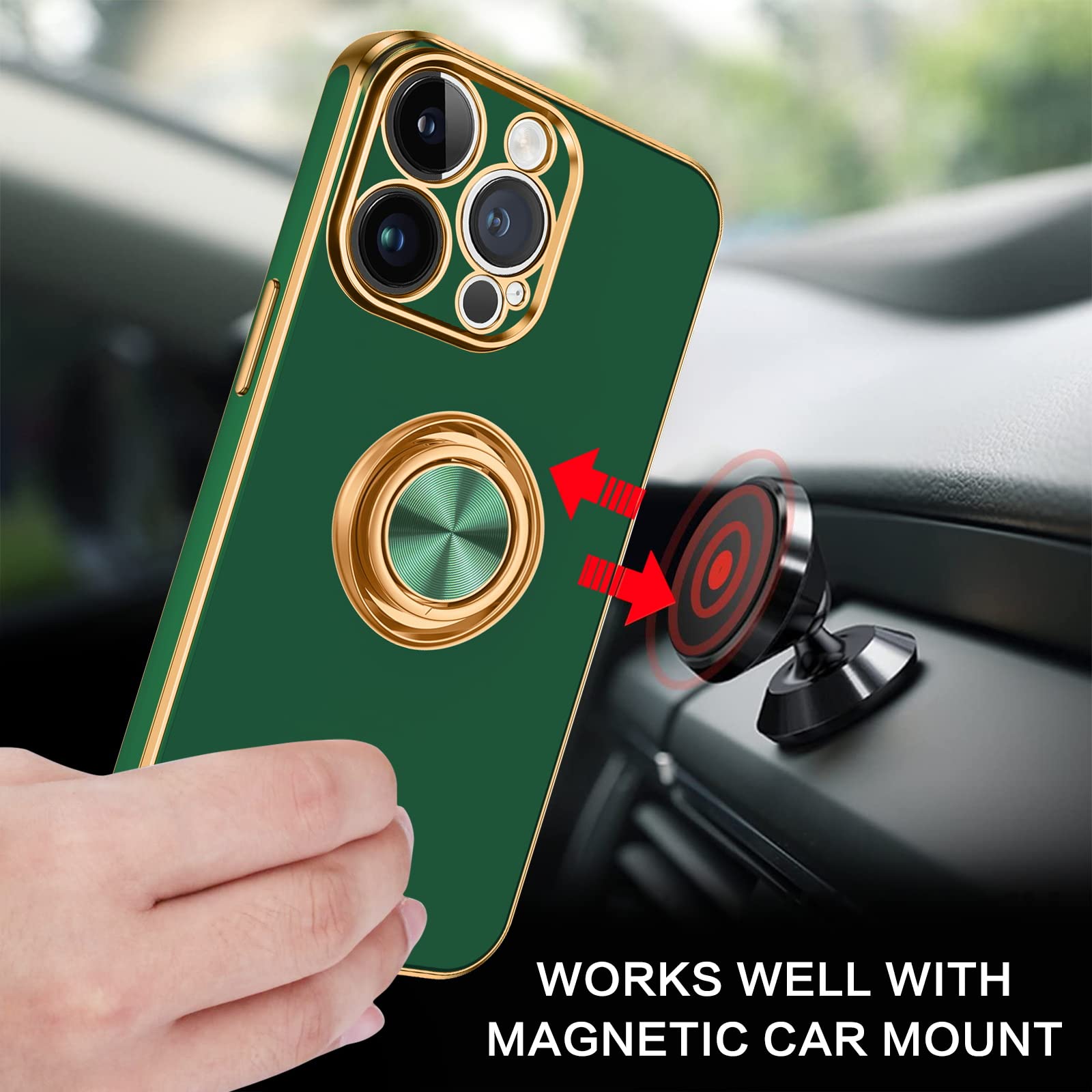 Bentoben For Iphone 14 Pro Case, Iphone 14 Pro Phone Case, Slim Fit 360 Ring Holder Shockproof Kickstand Magnetic Car Mount Supp