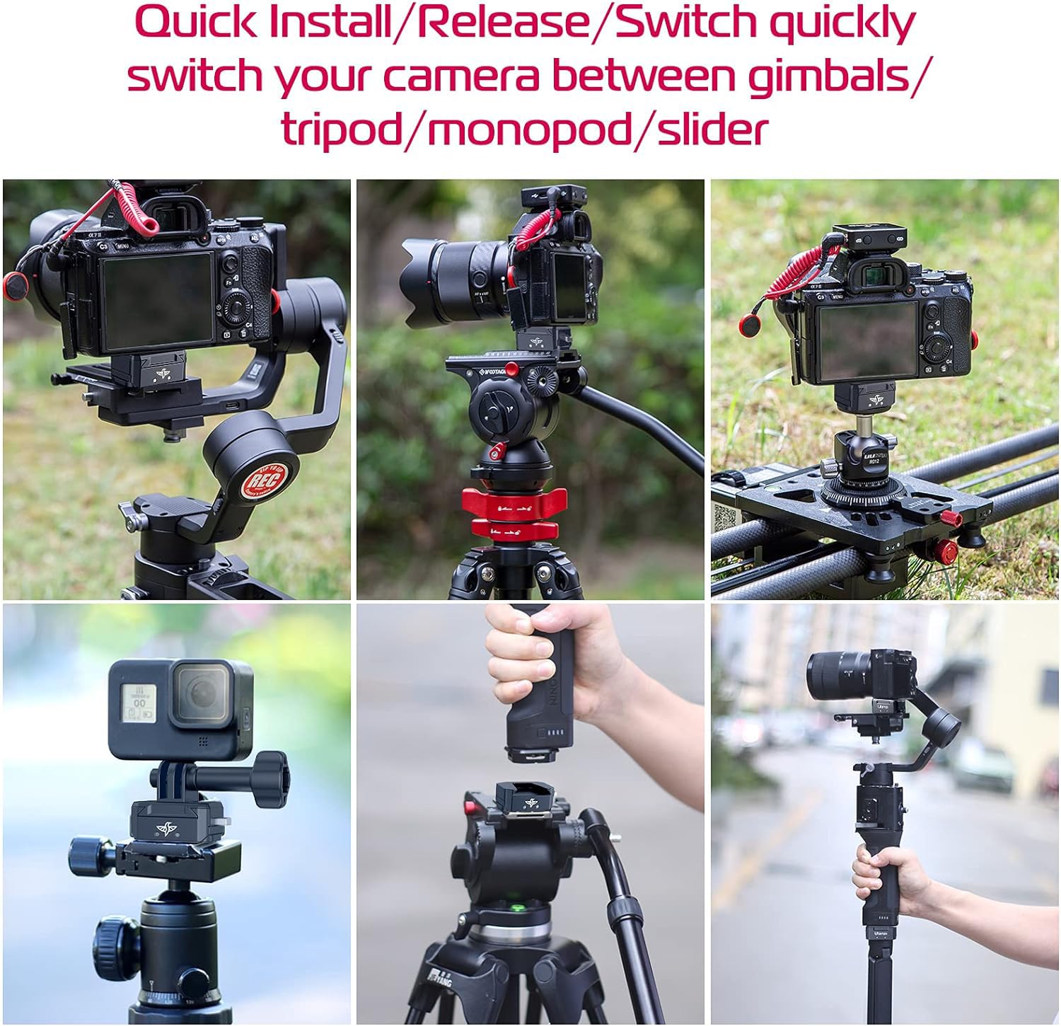 Camera Quick Release Tripod Mount, Ulanzi Hummingbird Dslr Qr Plate Adapter Vlog Filmmaking Quick Accessories Kits For Go Pro He