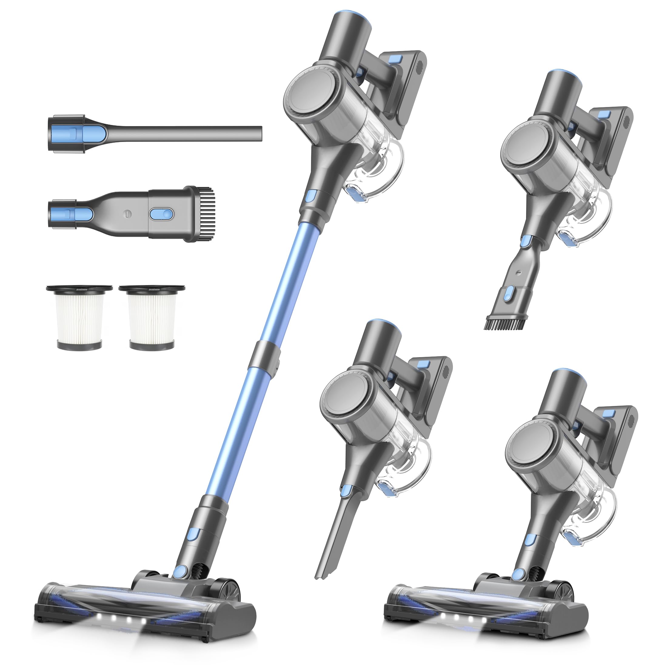Zefiro Cordless Vacuum Cleaner for Home,450W /40Kpa 50Mins Stick Vacuum,Anti-Tangle 1.5L Dust Cup, Rechargeable Wireless Handhel