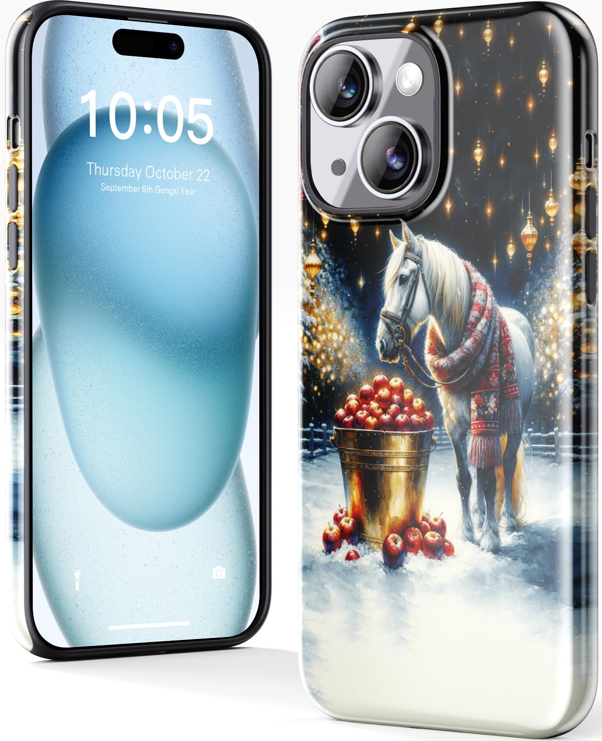 Dorismax Christmas Phone Case For Iphone 13 - Wireless Charging Compatible - Dual-Layer Hard Shell + Silicone Cover - Protective