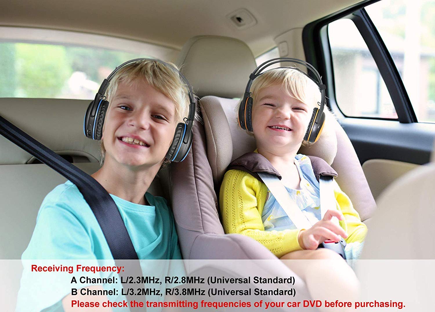 Simolio 4 Pack Of Car Kids Headphones With Adjustable 3 Level Volume Limited, Wireless Dvd Headphones, 2 Channel Ir Wireless Car