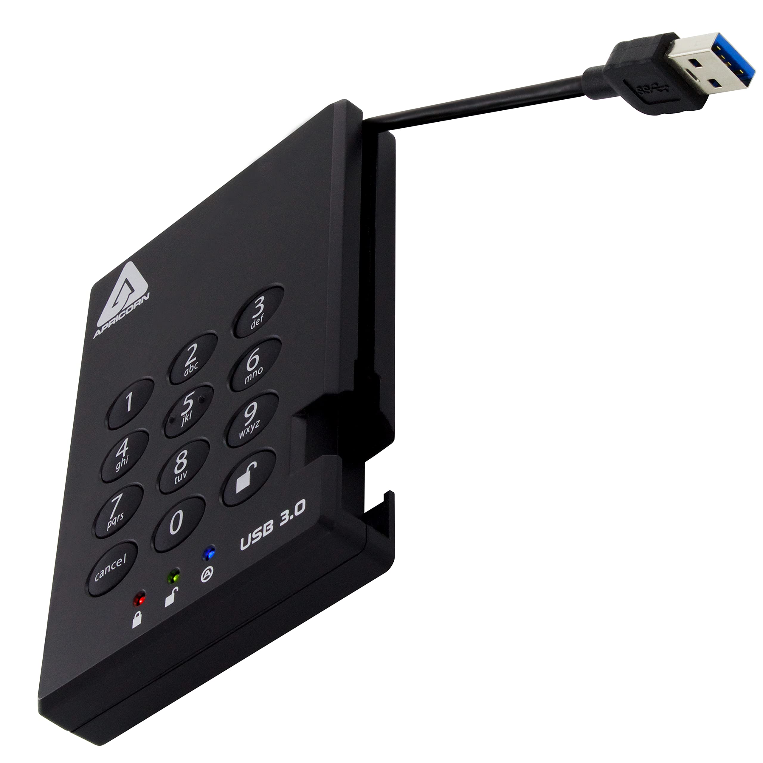 Apricorn Aegis Padlock 500Gb Usb 3.0 External Hard Drive, Gray (A25 3Pl256 500)