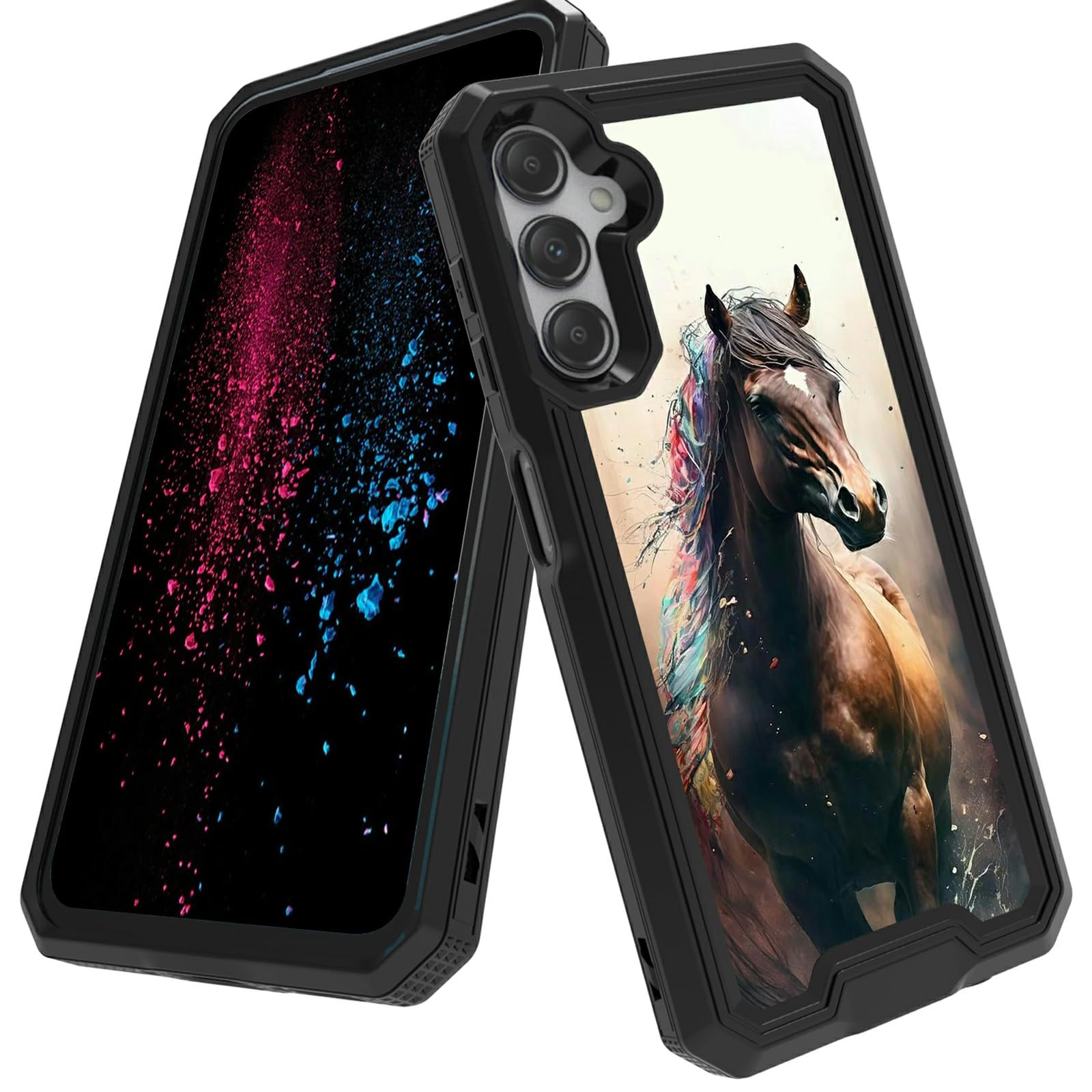 Bfserobj For Samsung Galaxy S24 Plus Case With Horse Pattern Design Dual Layer Hard Pc + Soft Tpu Shock Proof Protective Phone C