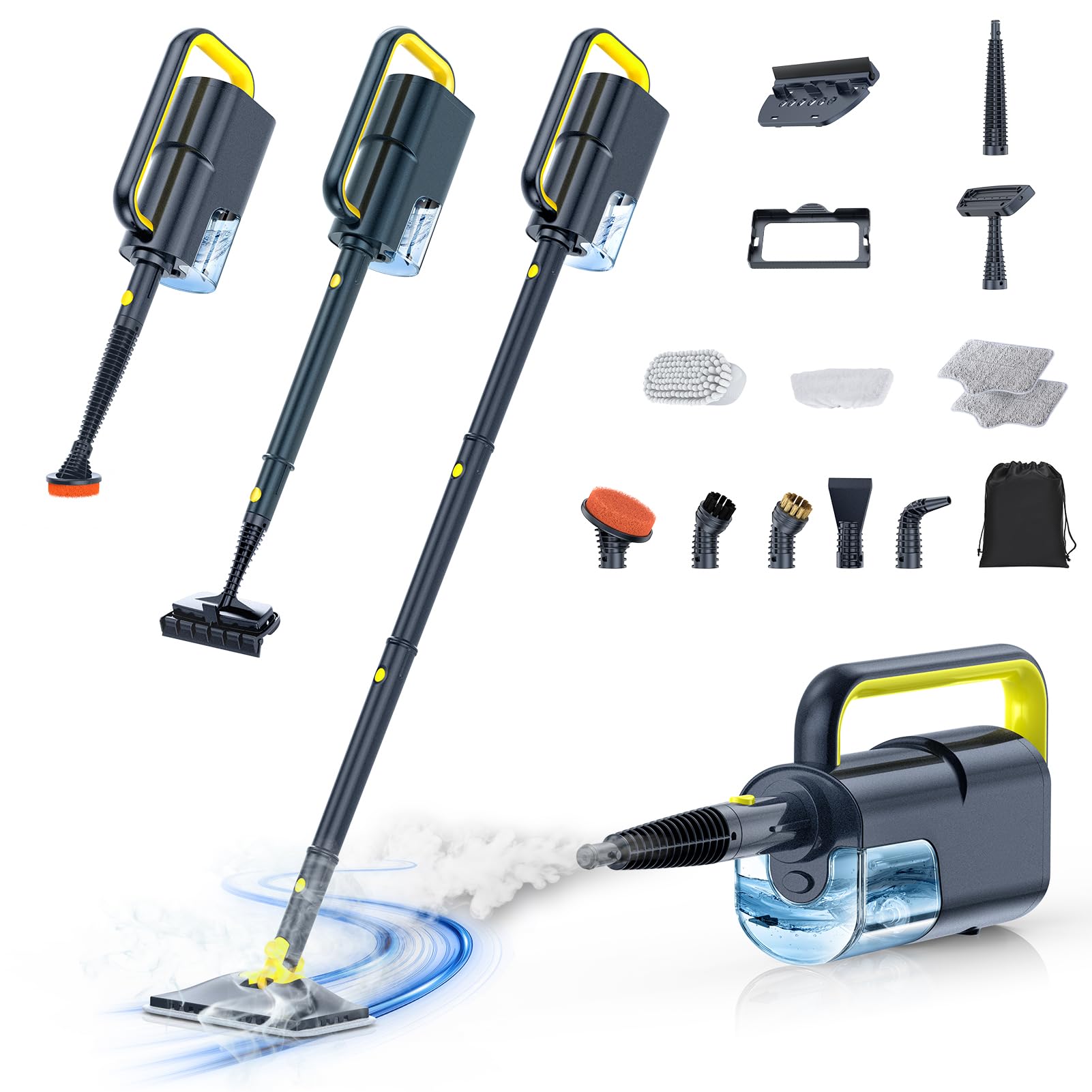 LABIGO 10-in-1 Steam Mop with Detachable Handheld Steamer, 350ml Tank, 10s Heat-Up, 248F Steam Cleaner, 2-Level Control and Swiv