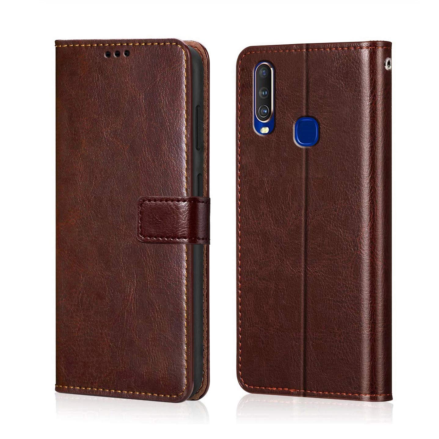 Wow Imagine Shock Proof Flipcase Backcover For Vivo Y12 / Y15 / Y17 (Flexible | Leather Finish | Card Pockets Wallet & Stand | C
