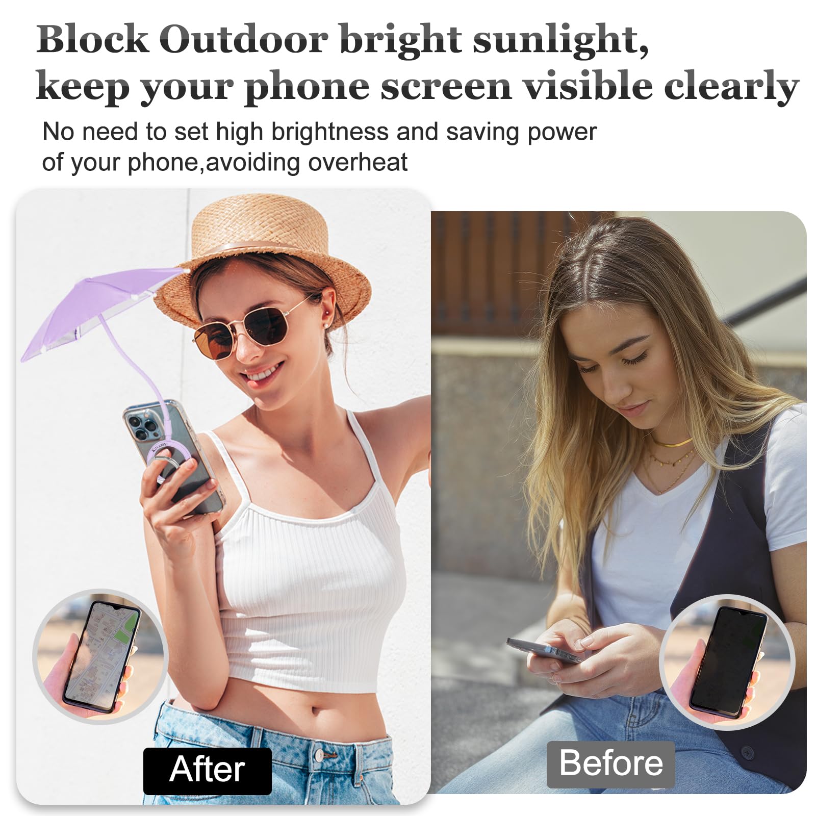 Magnetic Umbrella Phone Stand For Sun Protection,Adjustable Sun Shade Shield For Iphone 16/15/14/13/12 Pro Max,Samsung & Google,