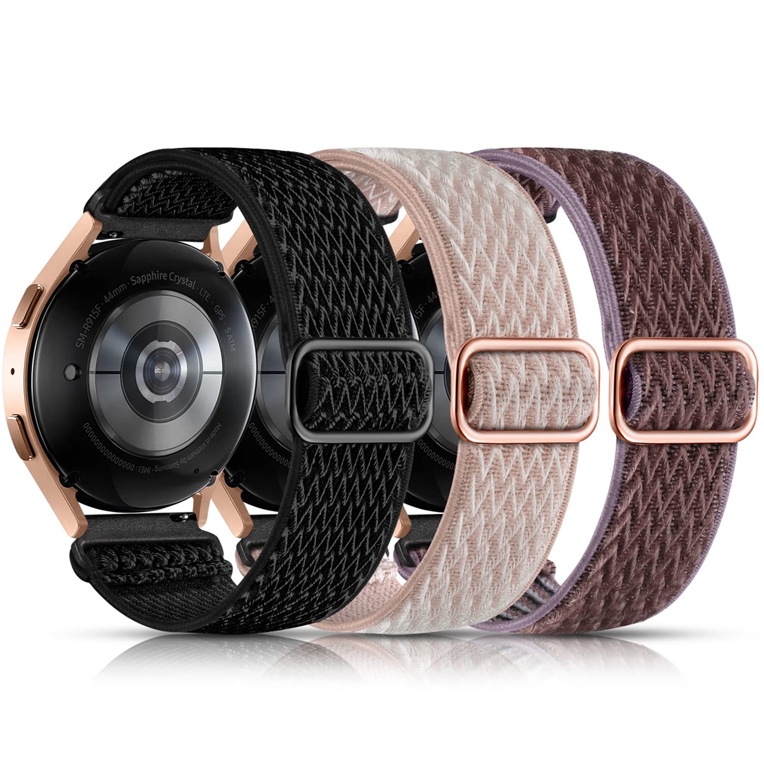 Lerobo Elastic Bands Compatible With Samsung Galaxy Watch 5 Band & Galaxy Watch 4 Band 40Mm 44Mm/Galaxy Watch 5 Pro Bands 45Mm/Active 2 Bands,3Pack 20Mm Soft Adjustable Nylon Breathable Sport Band