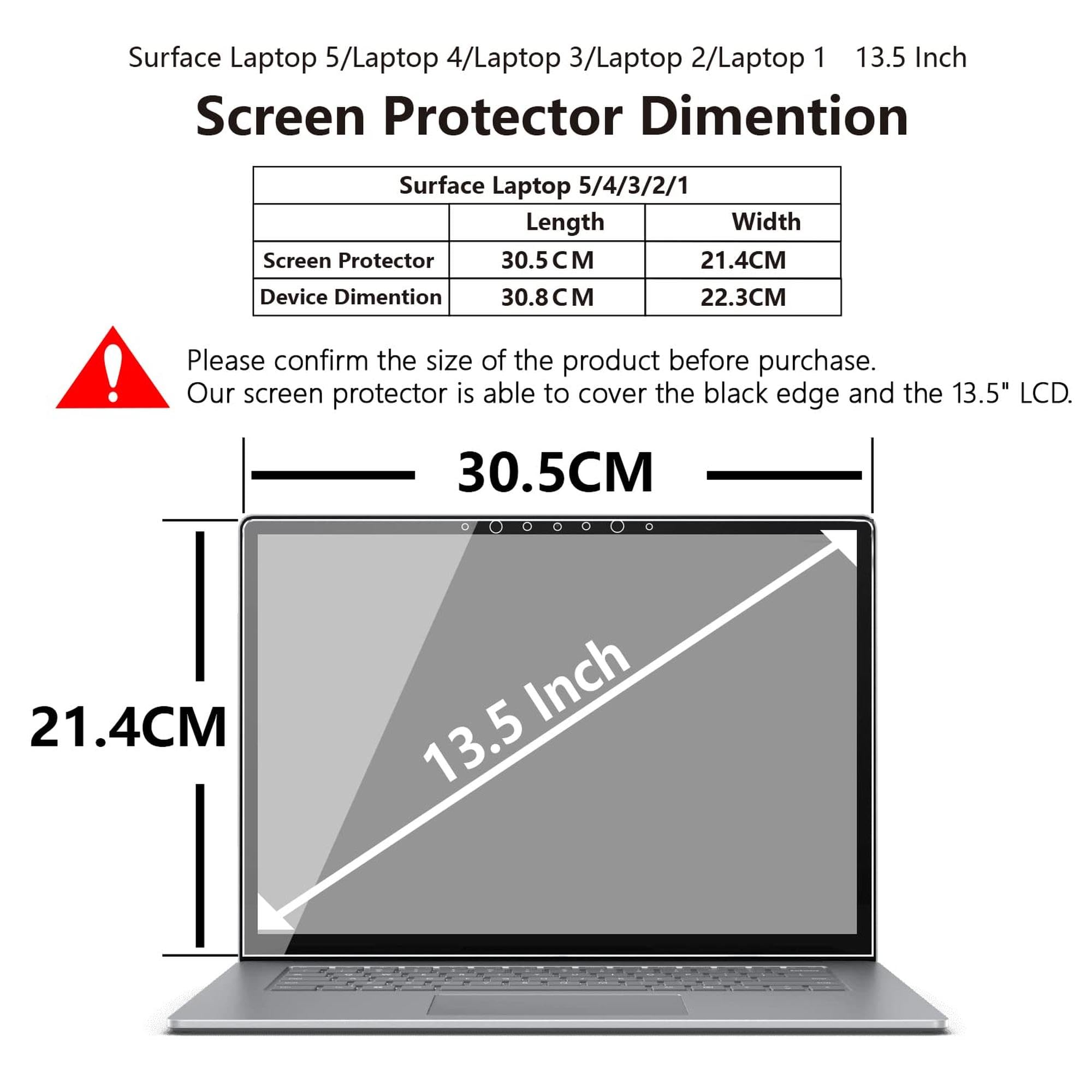 Adeway Microsoft Surface Laptop 5 Screen Protector 13.5 Inch,Anti Fingerprint,High Sensivity,Easy Installation, Tempered Glass S