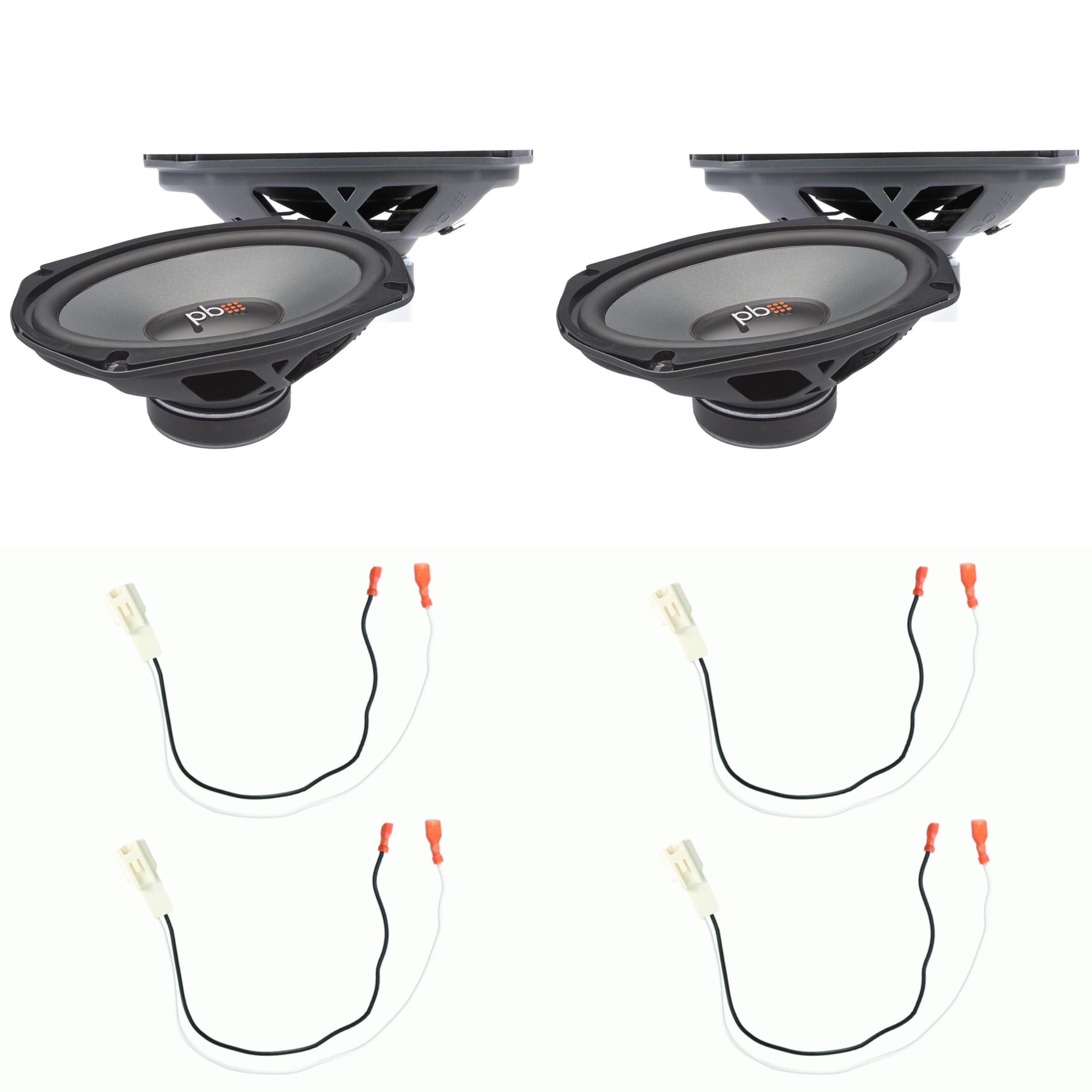 PowerBass OE-690D - 6x9 3-Way Speakers 100W rms / 300W max (Dual 4 Ohm VC) & 72-8104 Toyota 1987-Up Speaker Harness