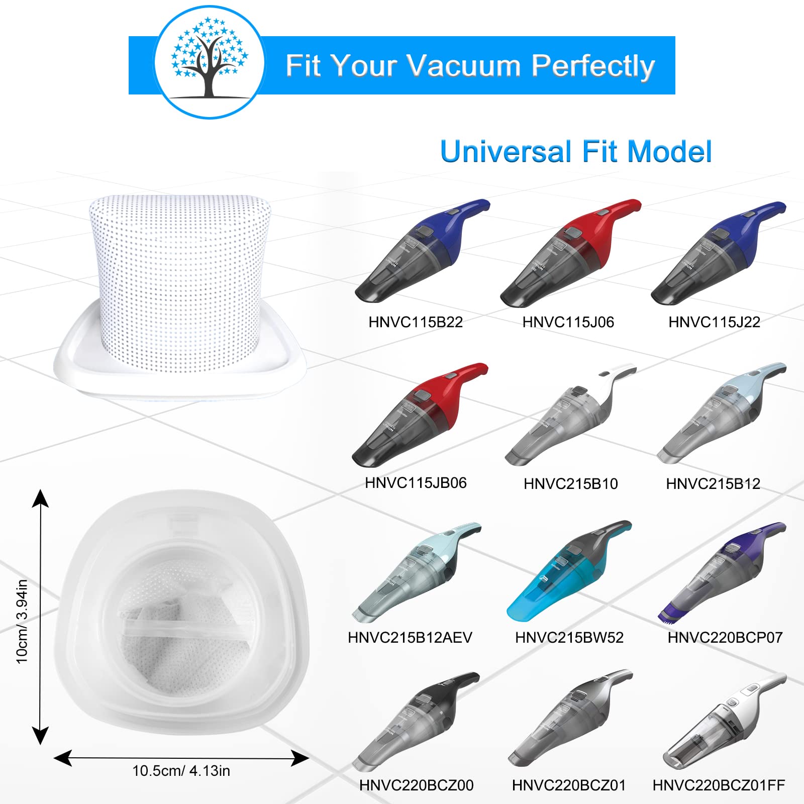 Rstartree Hnvcf10 Filters For Black And Decker Hnvc215B10, Hnvc215B12Aev, Hnvc220Bcz00, Hnvc220Bcz01, Hnvc115Jb06, Hnvc215B12, H