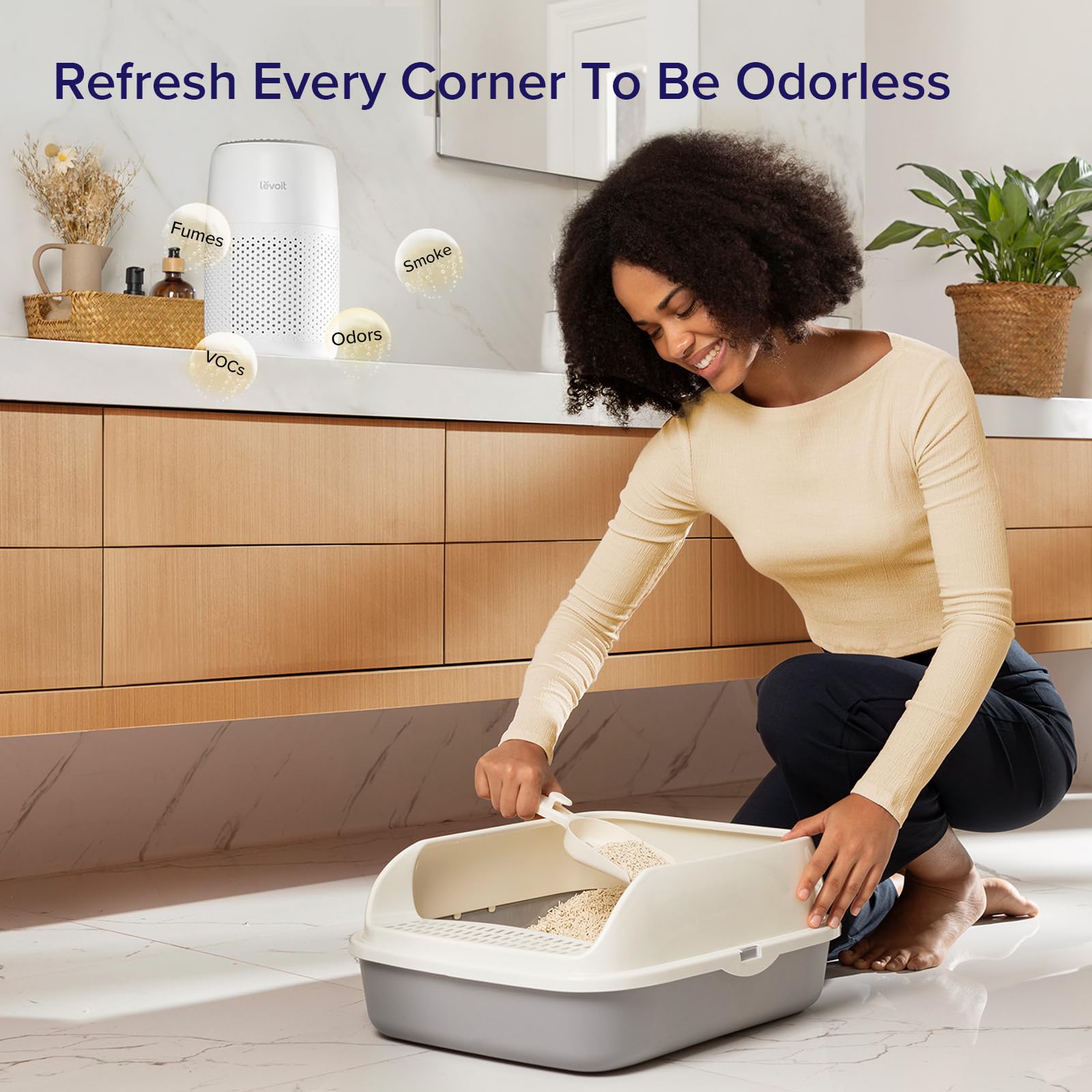 LEVOIT Air Purifier, Core Mini-P, AHAM Verified, 3-in-1 Filter, White, Portable for Smoke, Allergens, Odor, Dust