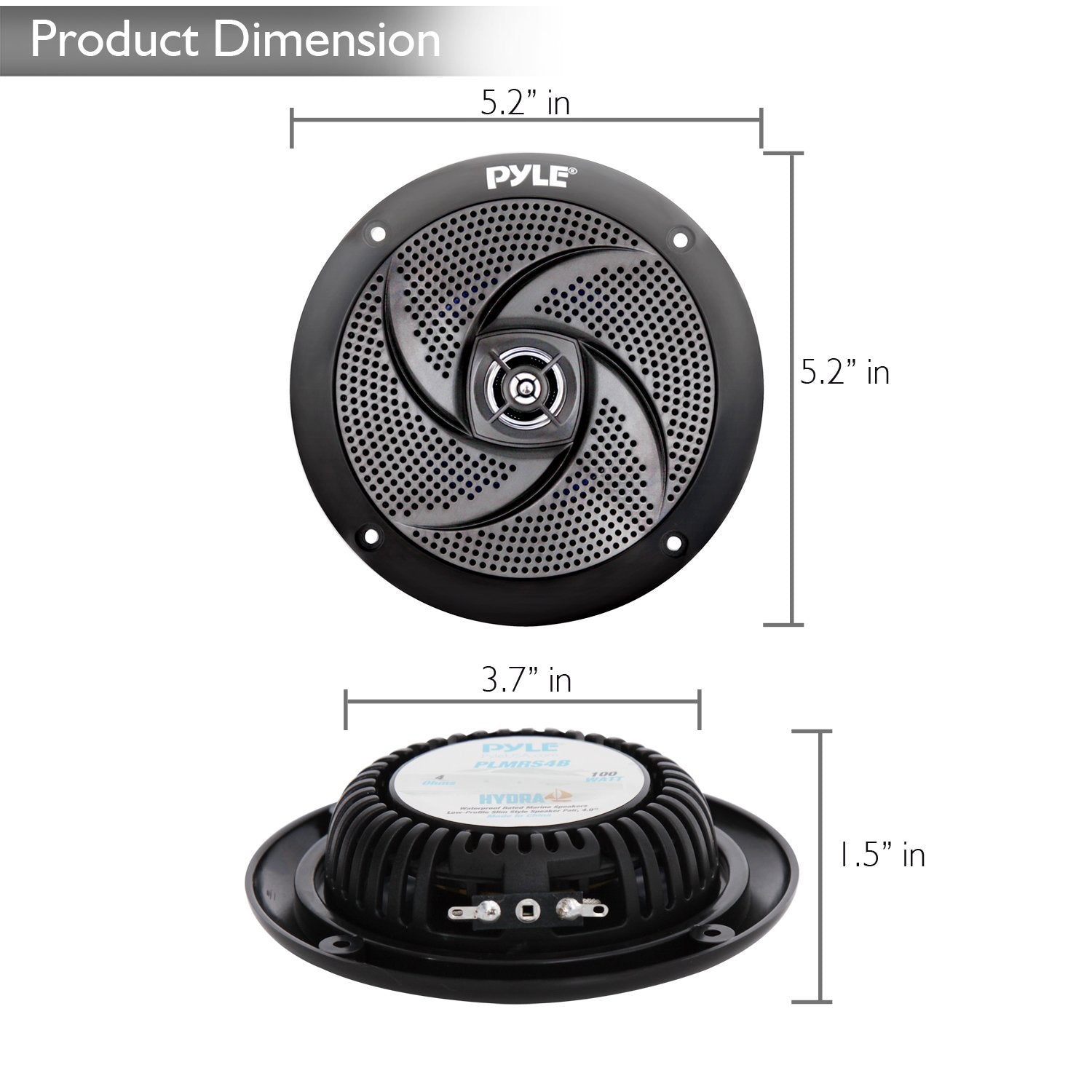 Serenelife Pyle Low-Profile Waterproof Marine Speakers - 100W 4 Inch 2 Way 1 Pair Slim Style Waterproof And Weather Resistant Ou