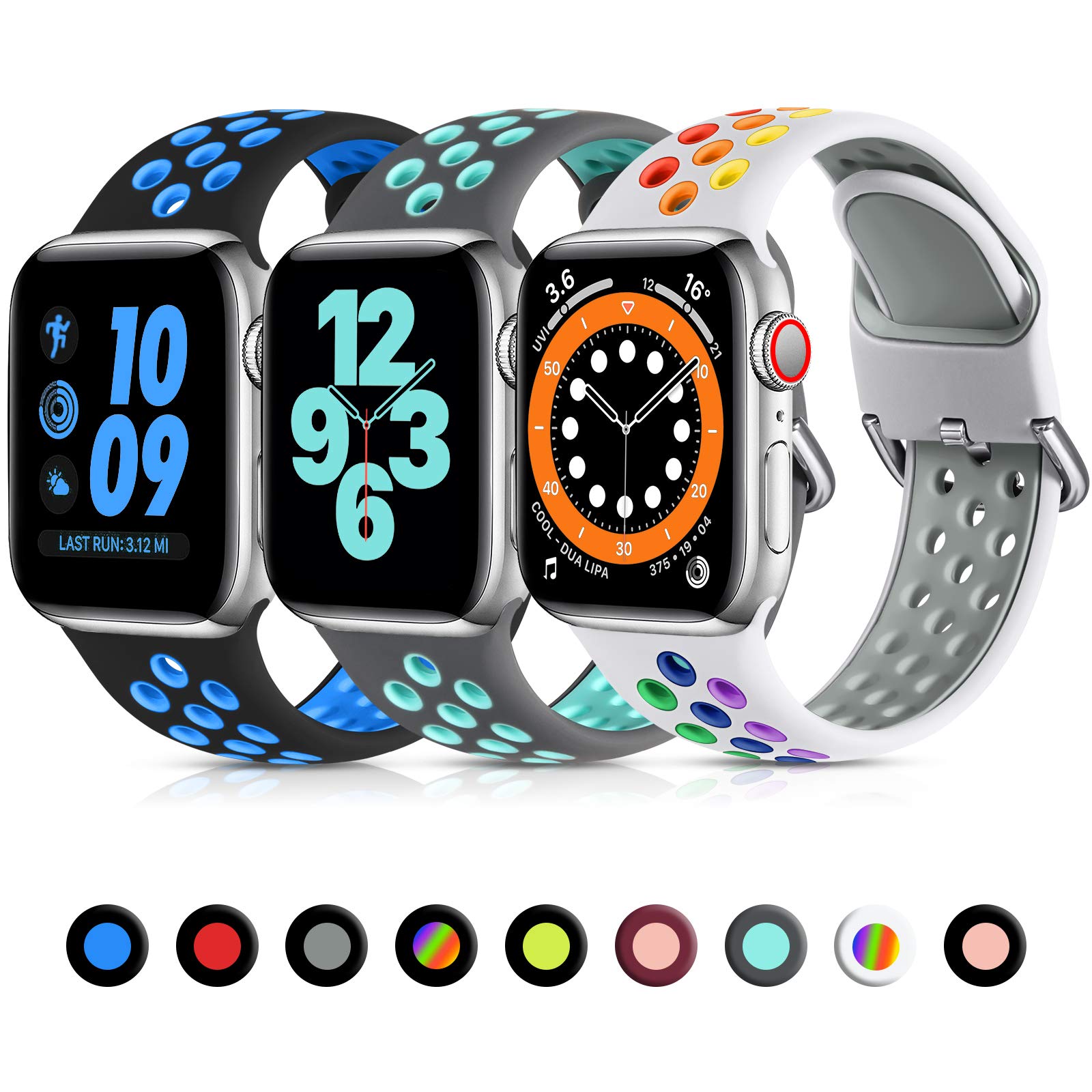Lerobo 3 Pack Bands Compatible With Apple Watch 44Mm 45Mm 46Mm 42Mm 49Mm 41Mm 38Mm 40Mm For Women Men,Soft Silicone Sport Band F